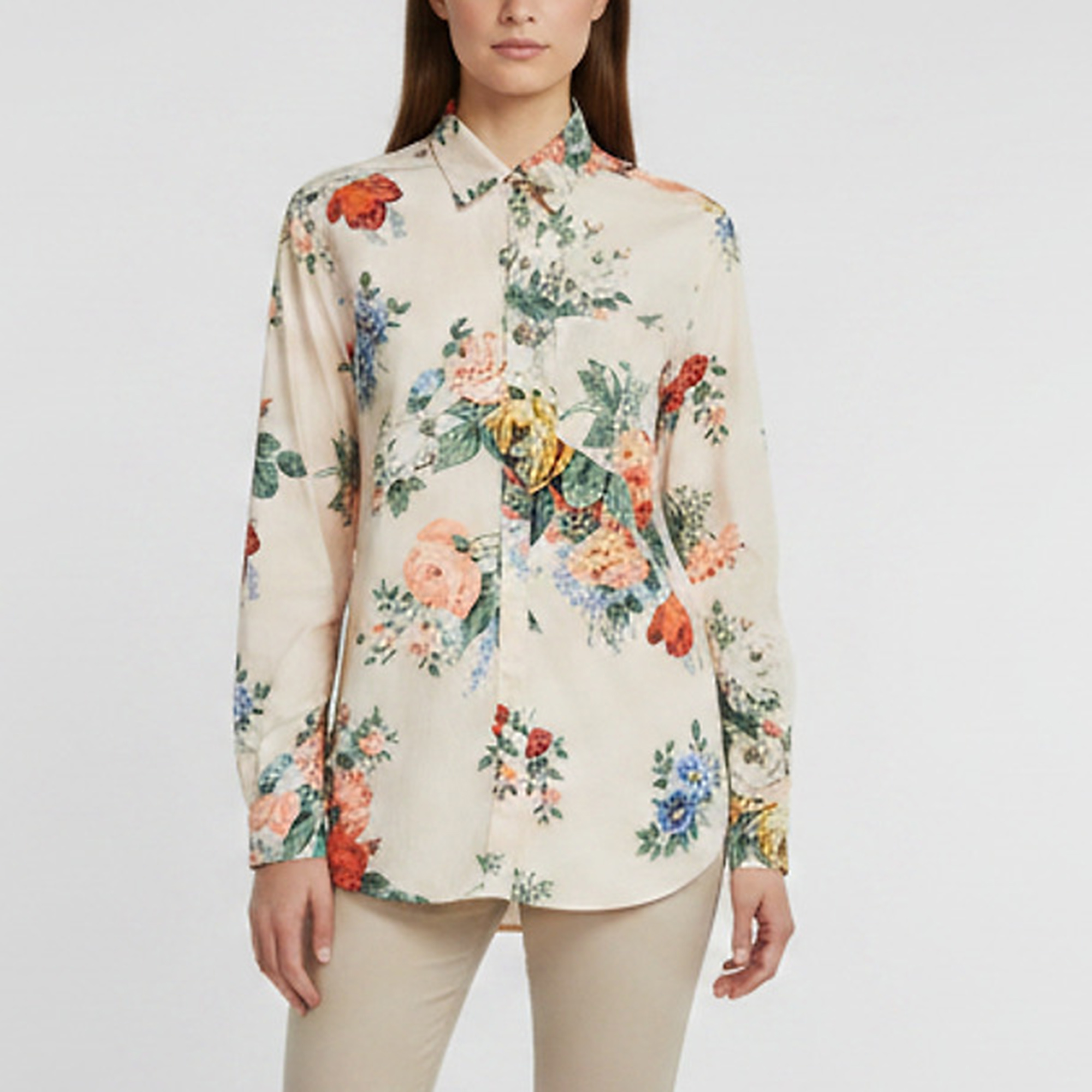 Sportmax Code Pink Floral Print Poplin Button-Up Shirt L