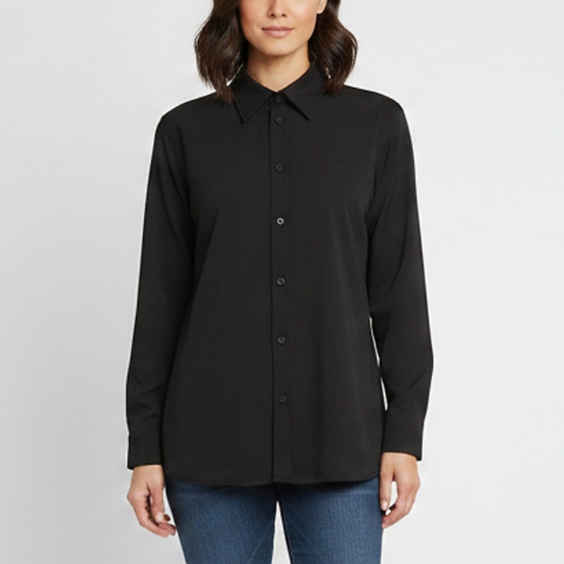 Balenciaga Black Gabardine Long Sleeve Fluid Shirt S