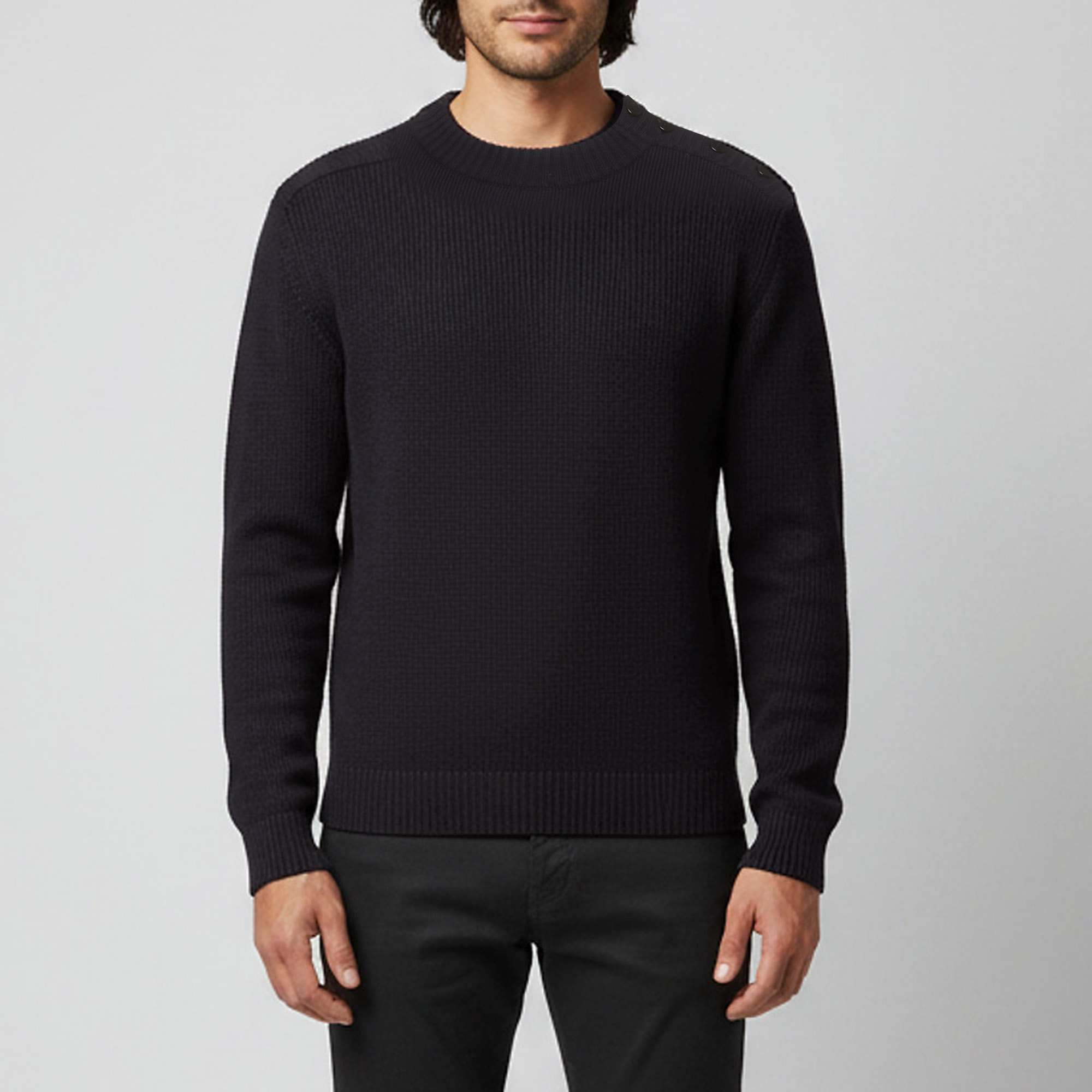 Saint Laurent Paris Navy Blue Rib Knit Sweater S