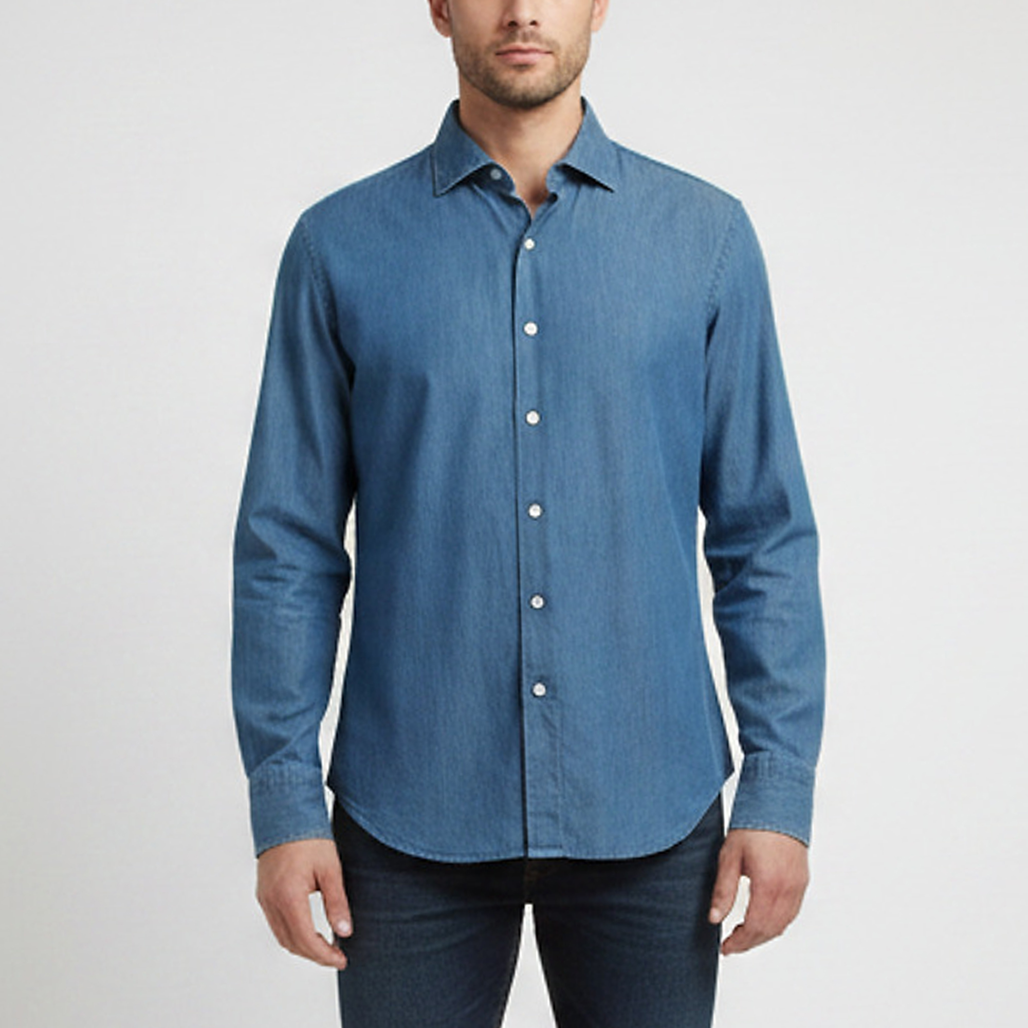 Tom Ford Blue Chambray Long Sleeve Shirt XL