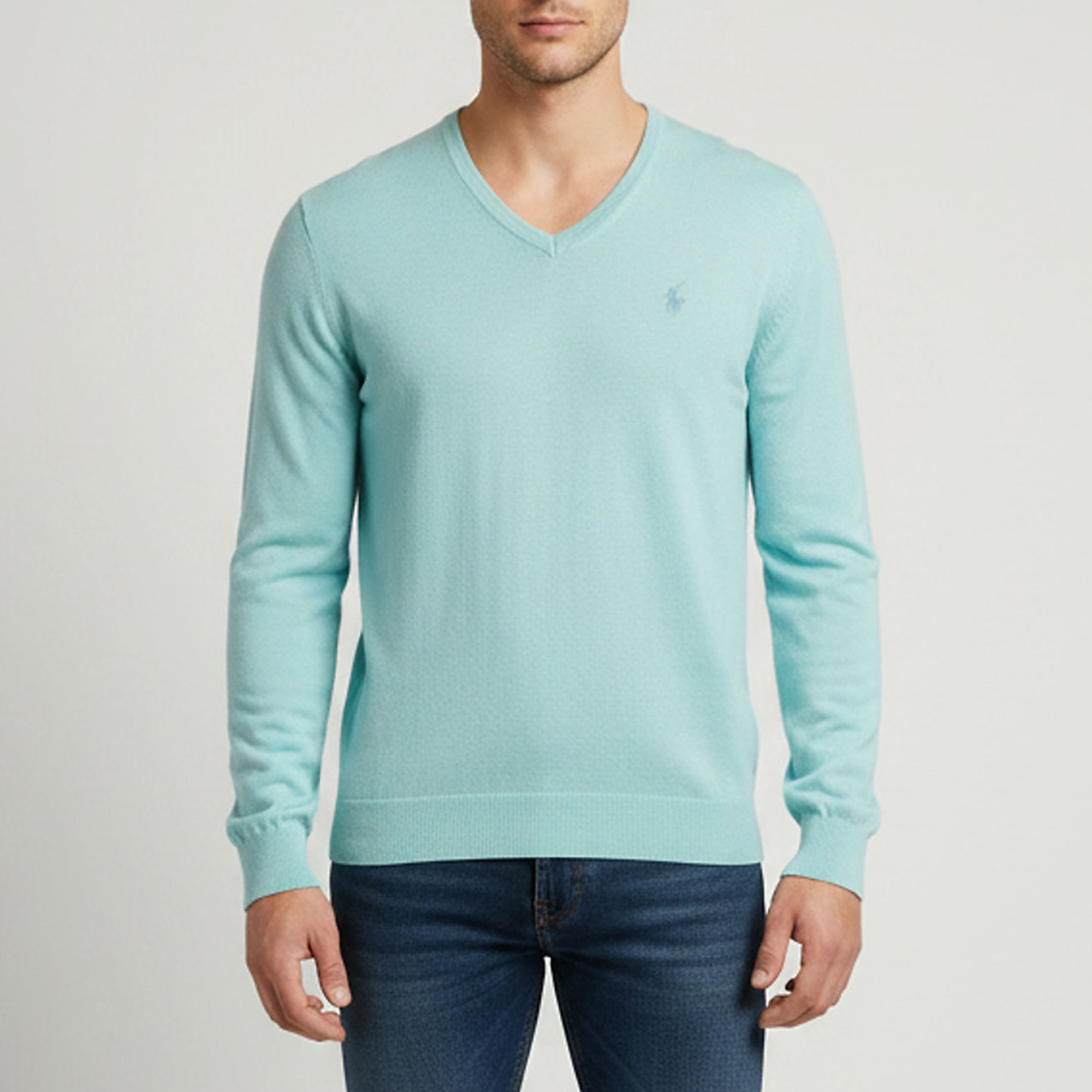 Polo Ralph Lauren Turquoise Logo Embroidered Knit Pullover S