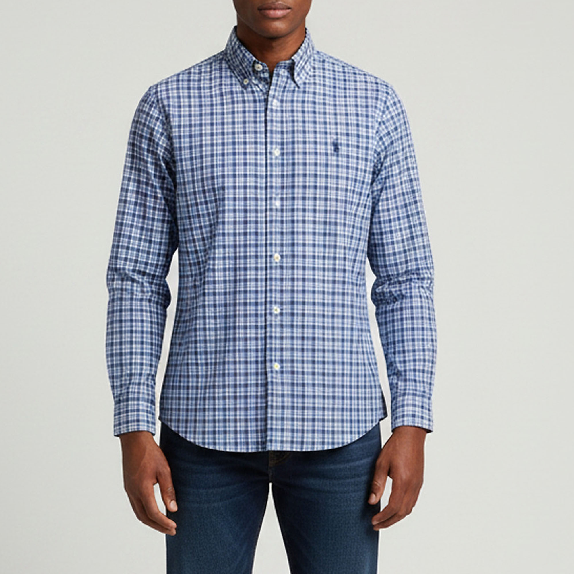 Ralph Lauren Blue Plaid Poplin Button Down Shirt M