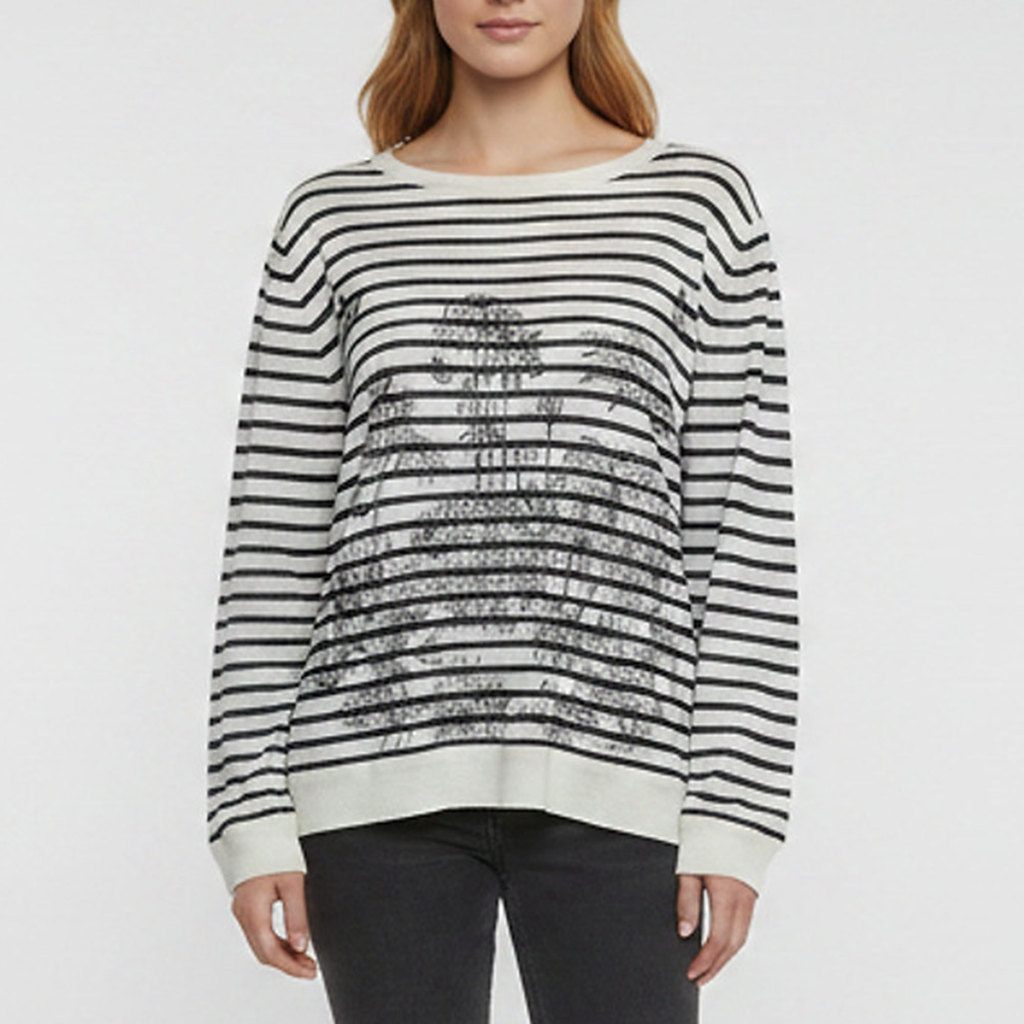 Christian Dior White/Navy Stripe "Toile de Jouy Palms" Dioriviera Sweater L