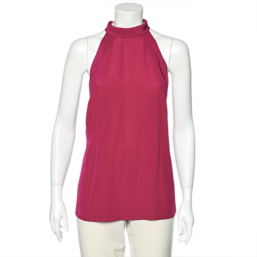 Gucci Magenta Silk Halter Neck Top M