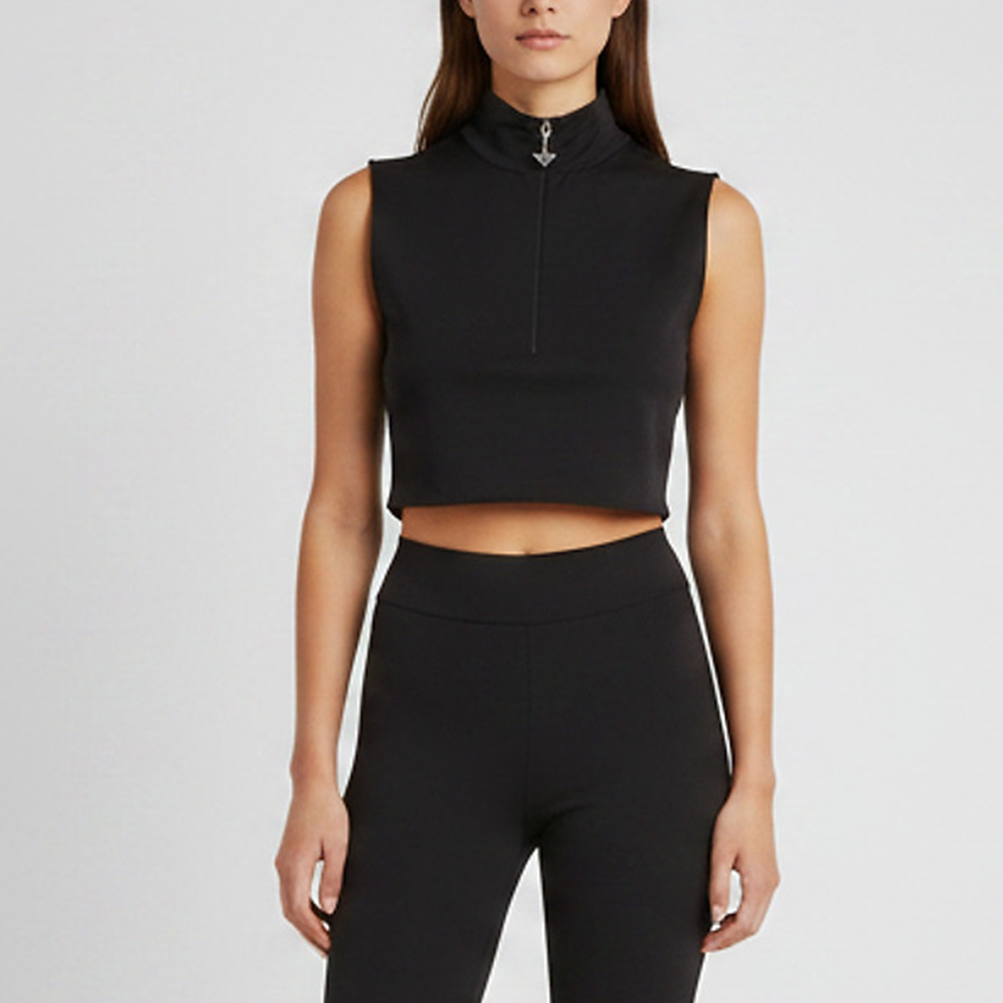 Prada Black Technical Jersey Zip-Up Crop Top M