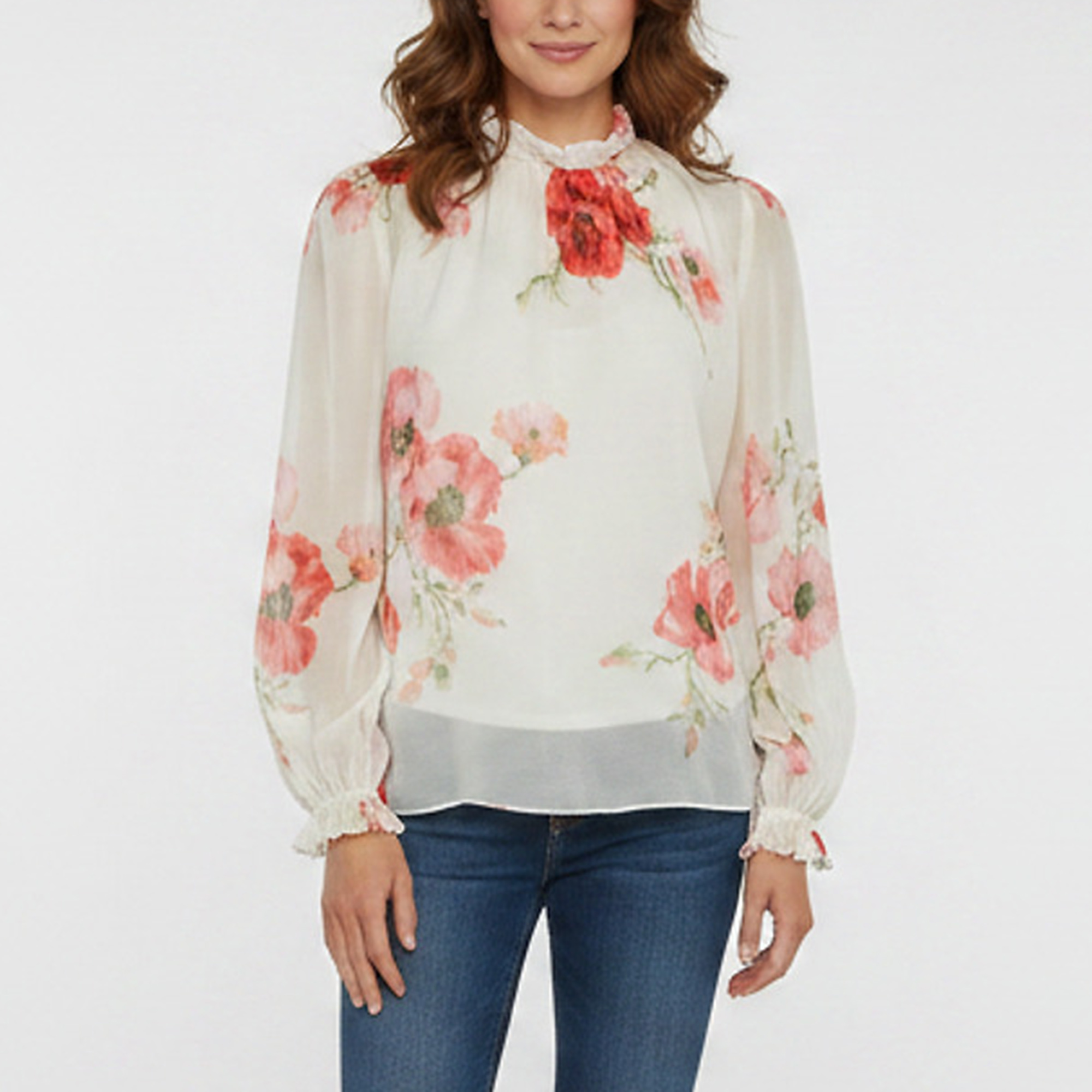 Zimmermann White Floral Print Voile Lightburst Billow Blouse S