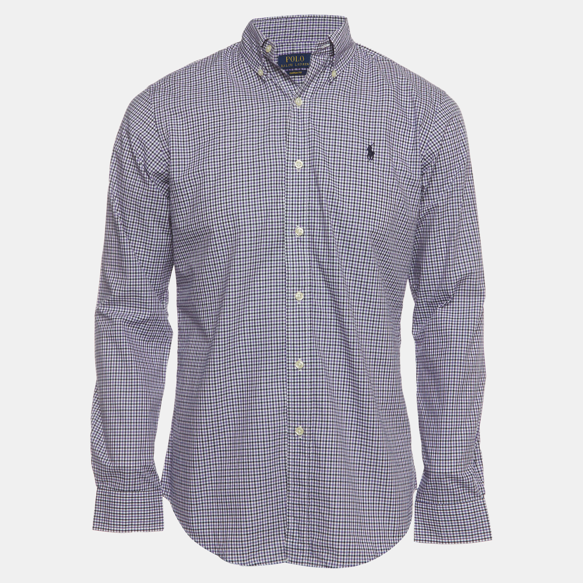 Polo Ralph Lauren Purple Logo Embroidered Checked Cotton Shirt S