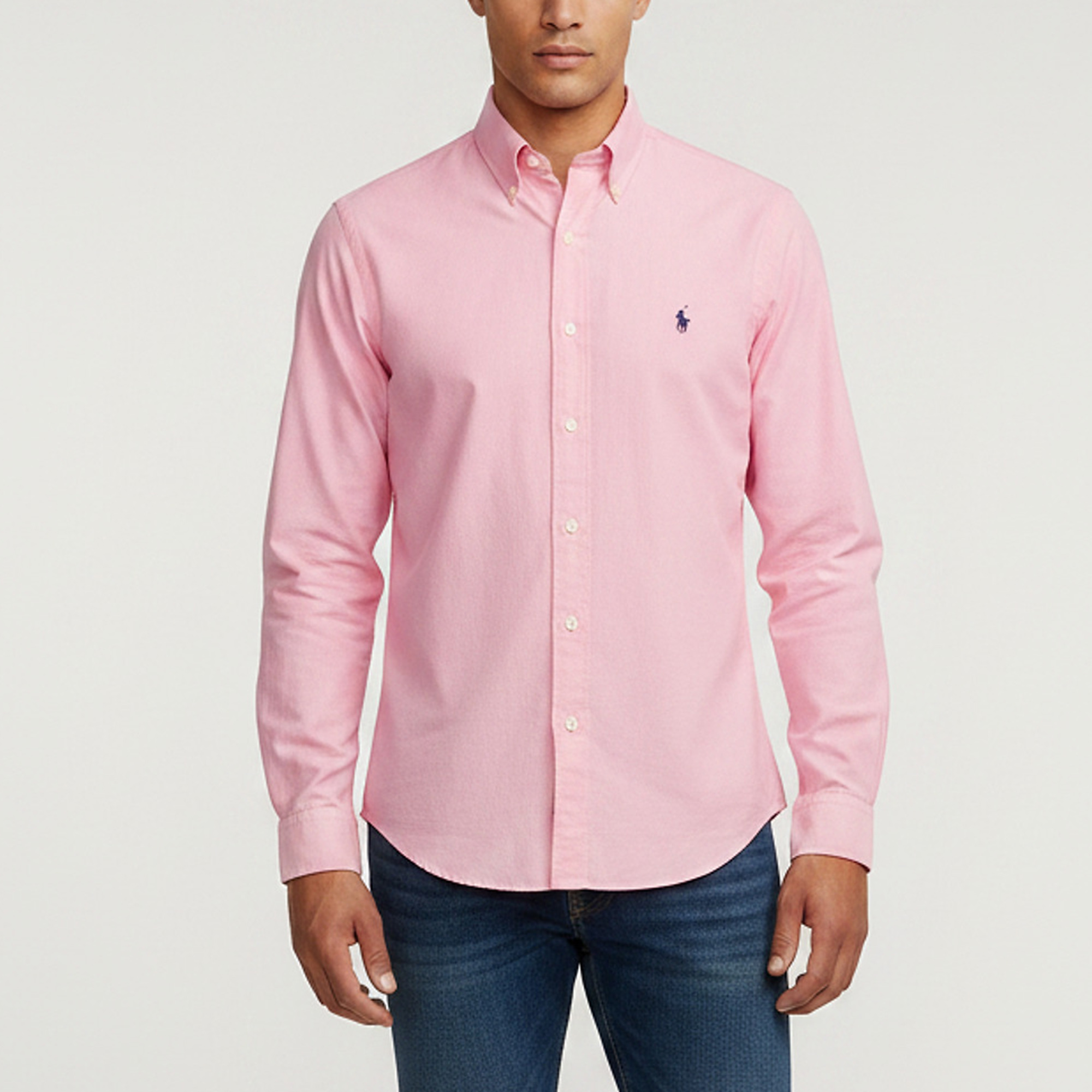 Polo Ralph Lauren Pink Logo Embroidered Cotton Shirt S