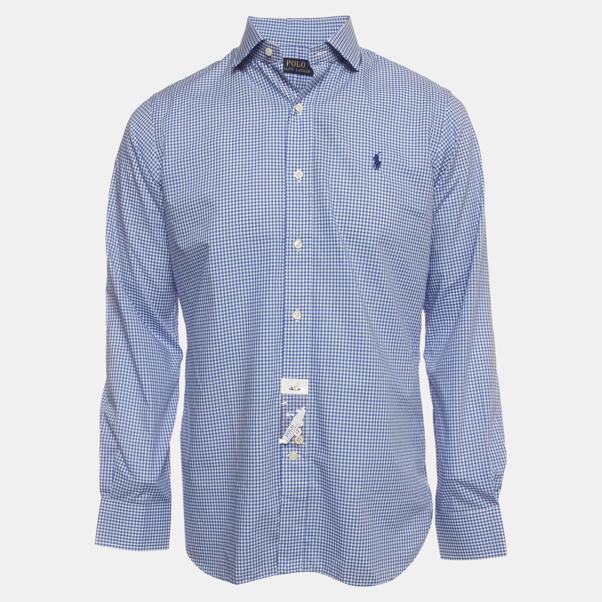 Polo Ralph Lauren Blue Check Cotton Long Sleeve Shirt S