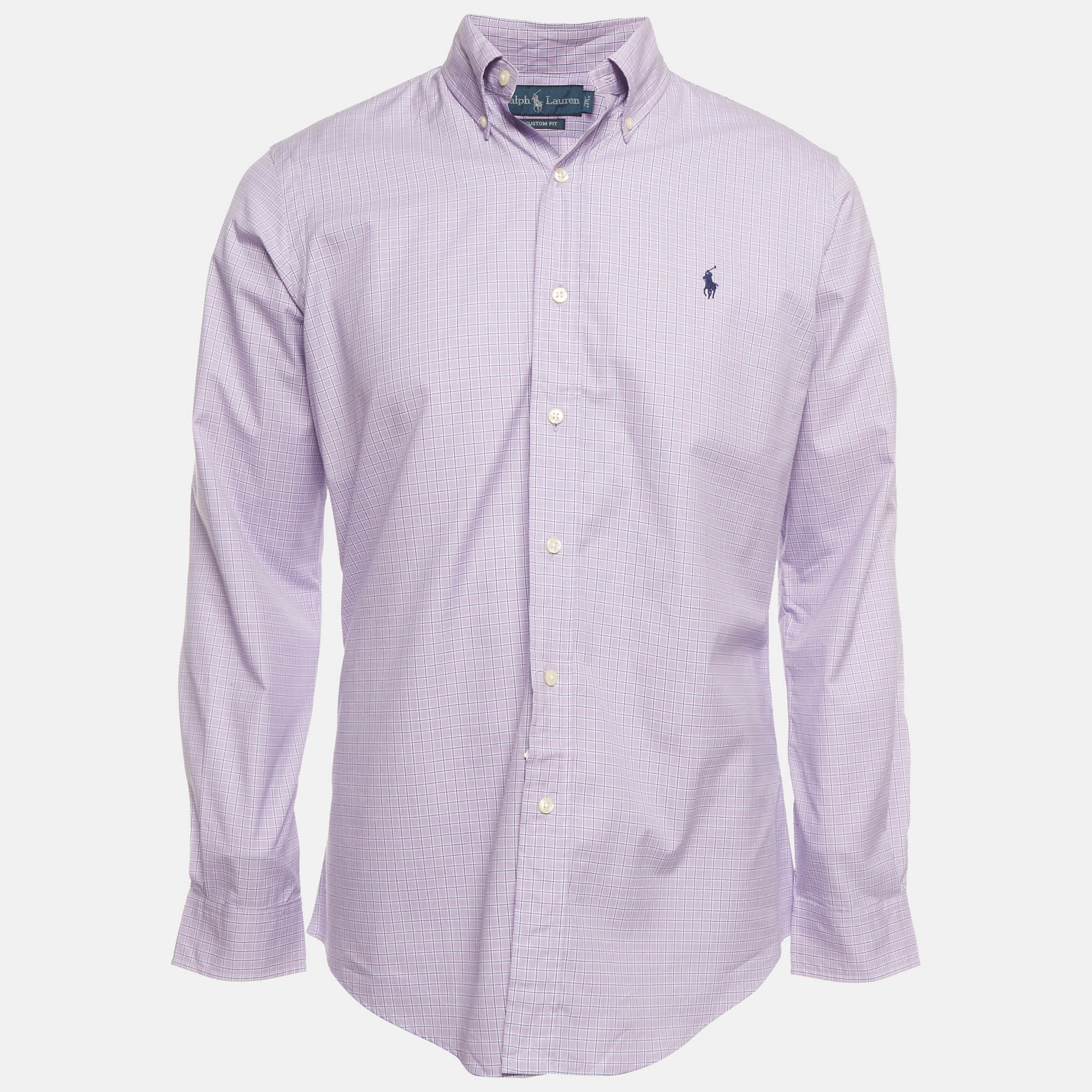 Ralph Lauren Purple Check Cotton Custom Fit Button Down Shirt S