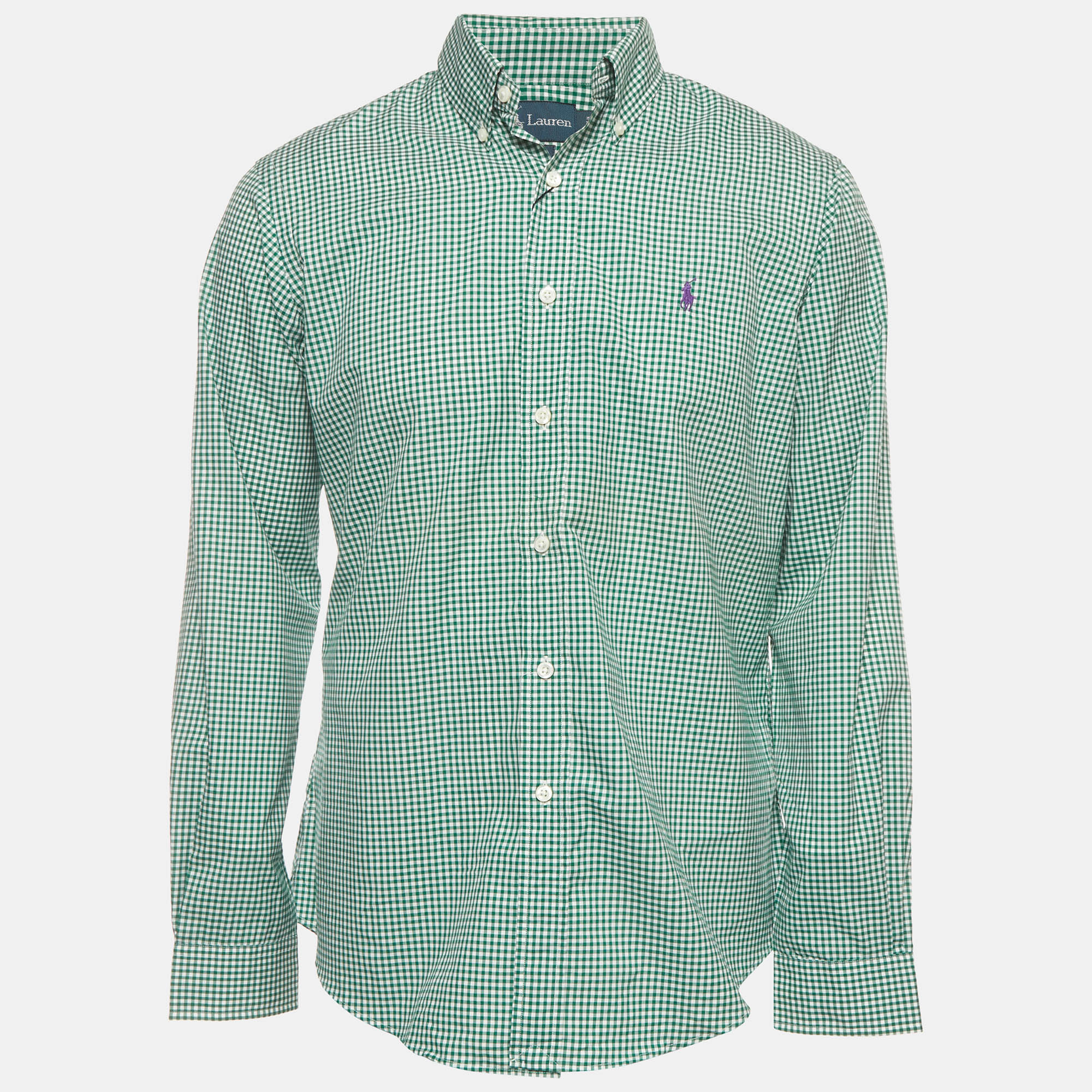 Ralph Lauren Green Plaid Cotton Button Down Shirt M