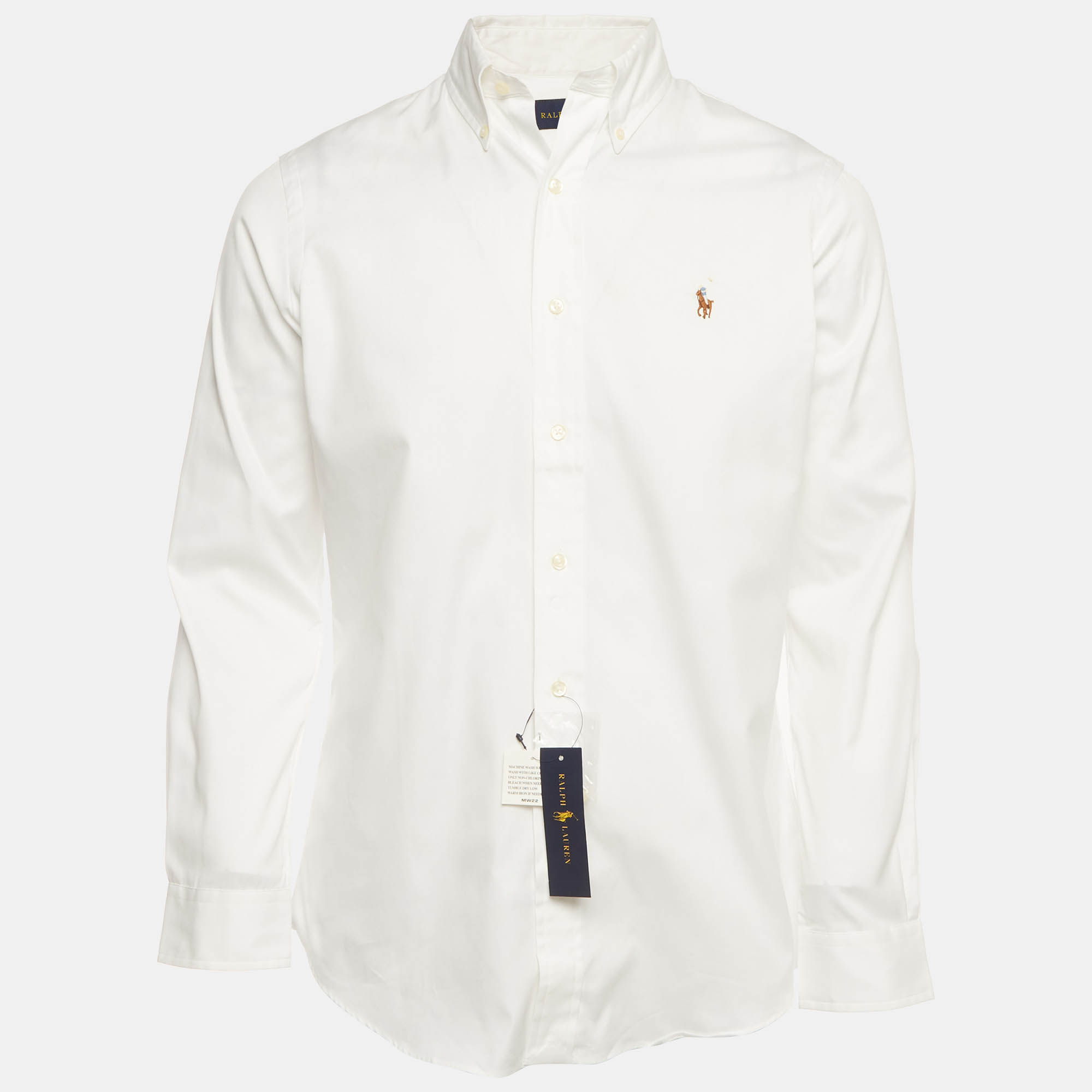 Ralph Lauren White Logo Embroidered Cotton Shirt S