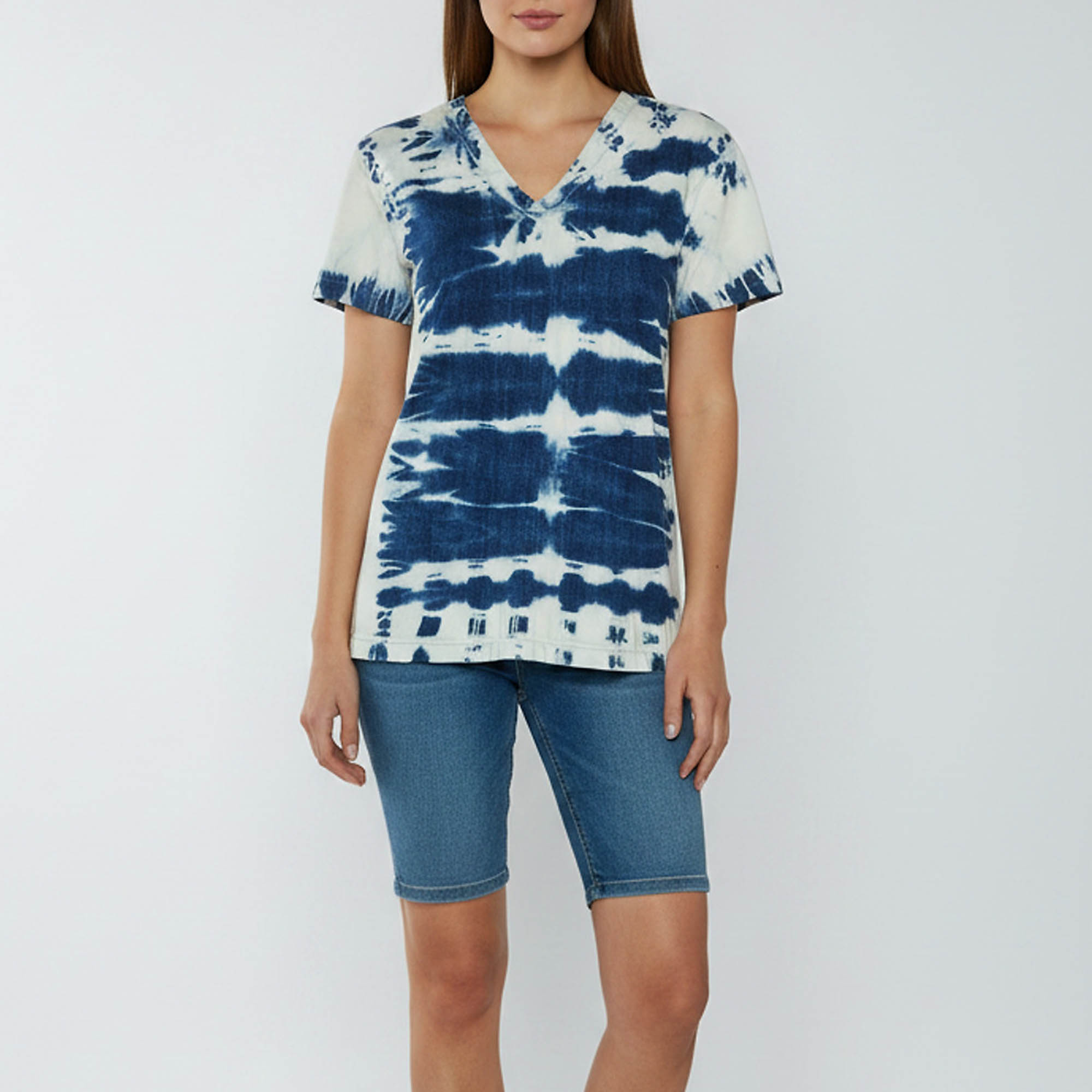 Stella McCartney Blue Tie-Dye Denim V-Neck Top M