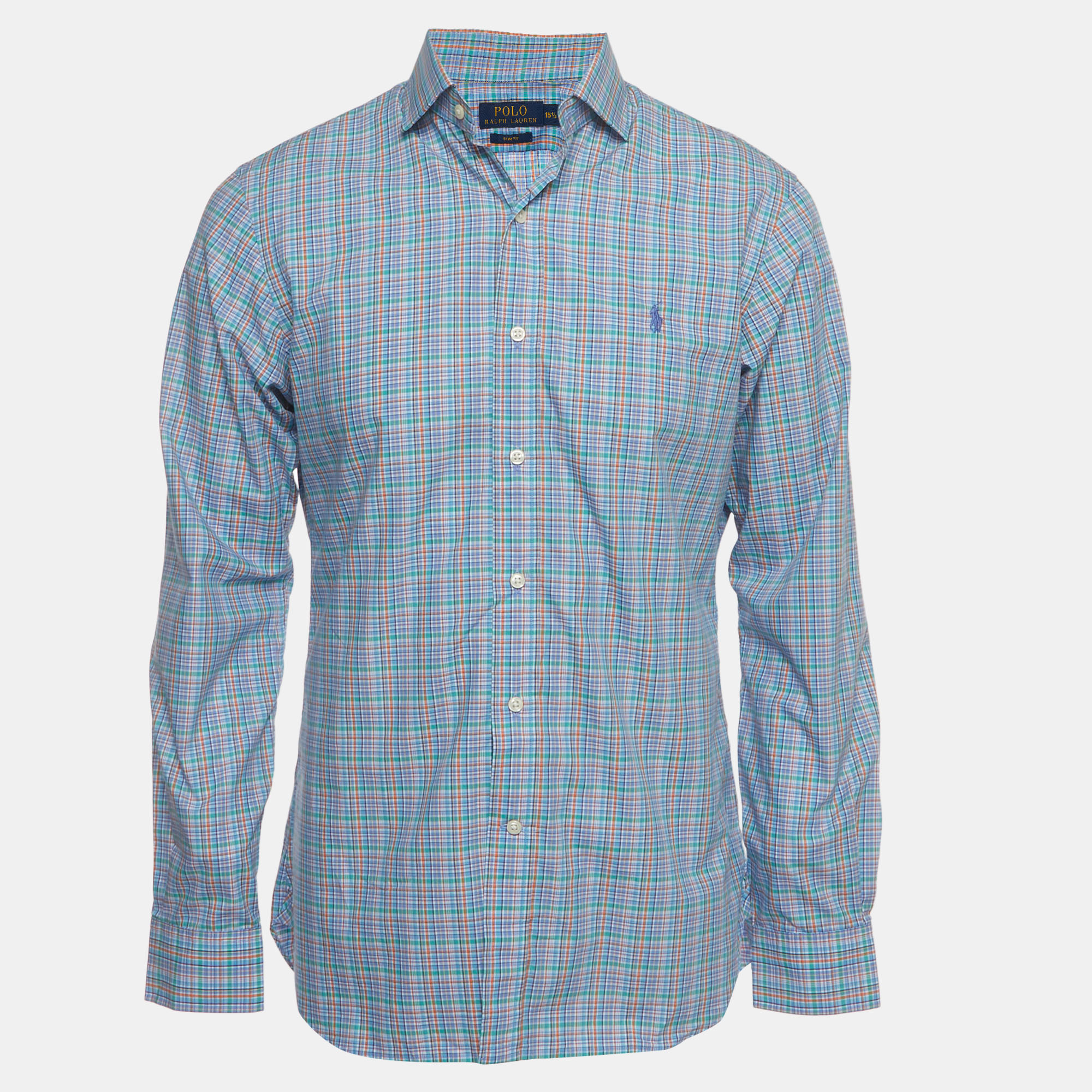 Polo Ralph Lauren Blue Plaid Print Poplin Button Down Shirt M