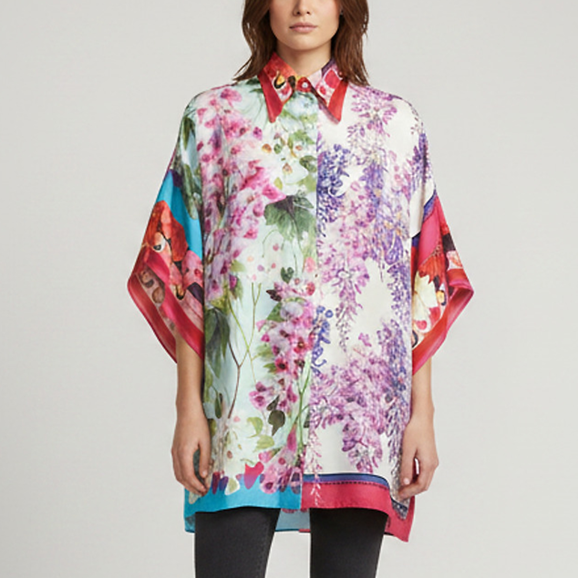 Dolce & Gabbana Multicolor Floral Print Silk Satin Blouse M