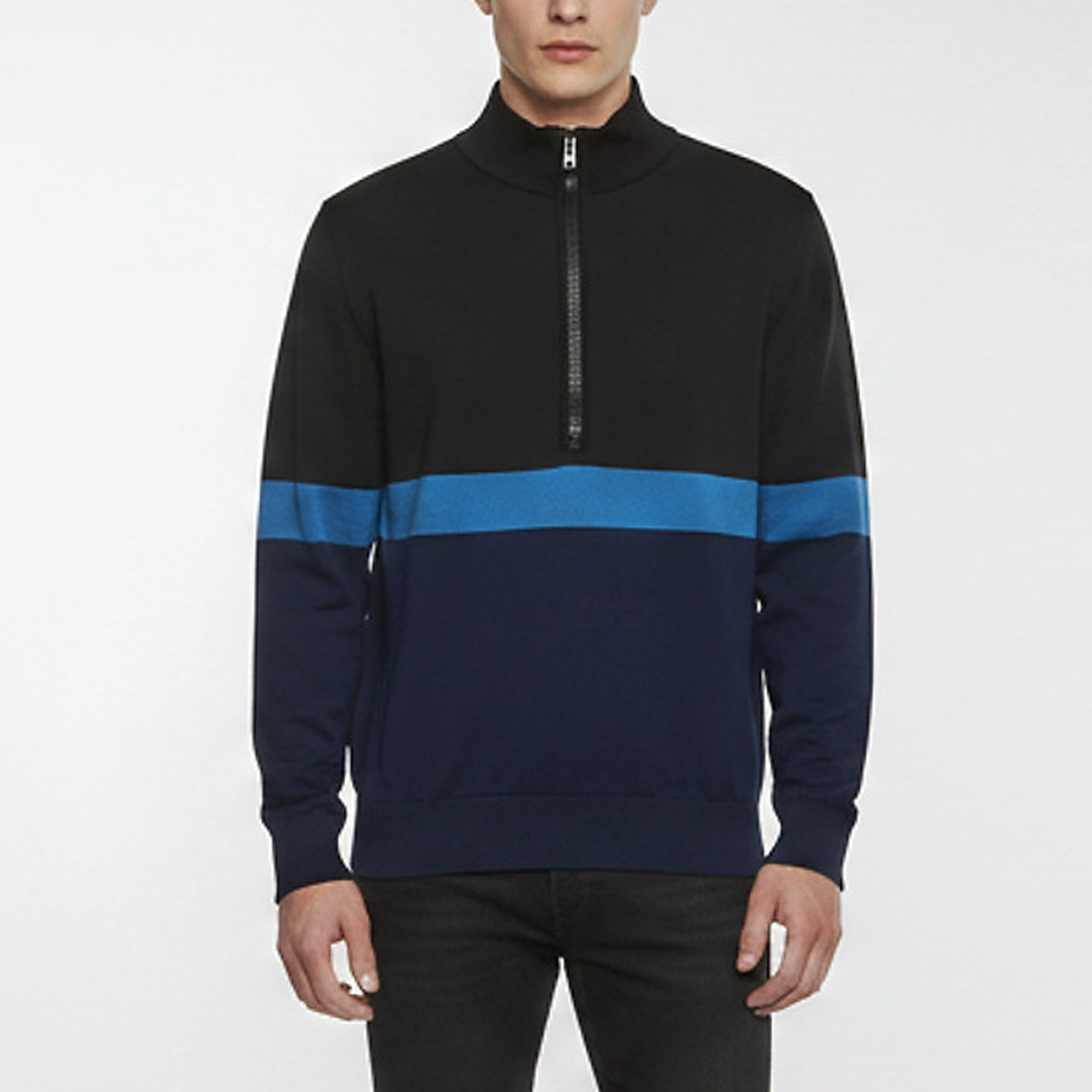 Givenchy Color Block Logo Print Knit Quarter Zip-Up Jumper XL
