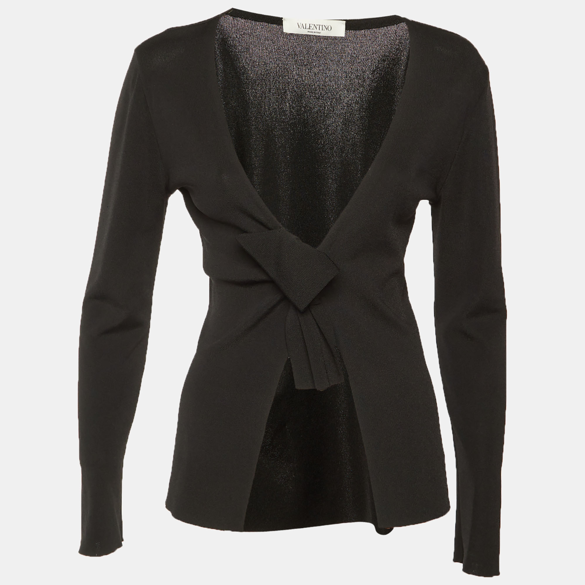 Valentino Black Knit Bow Detail Cardigan L
