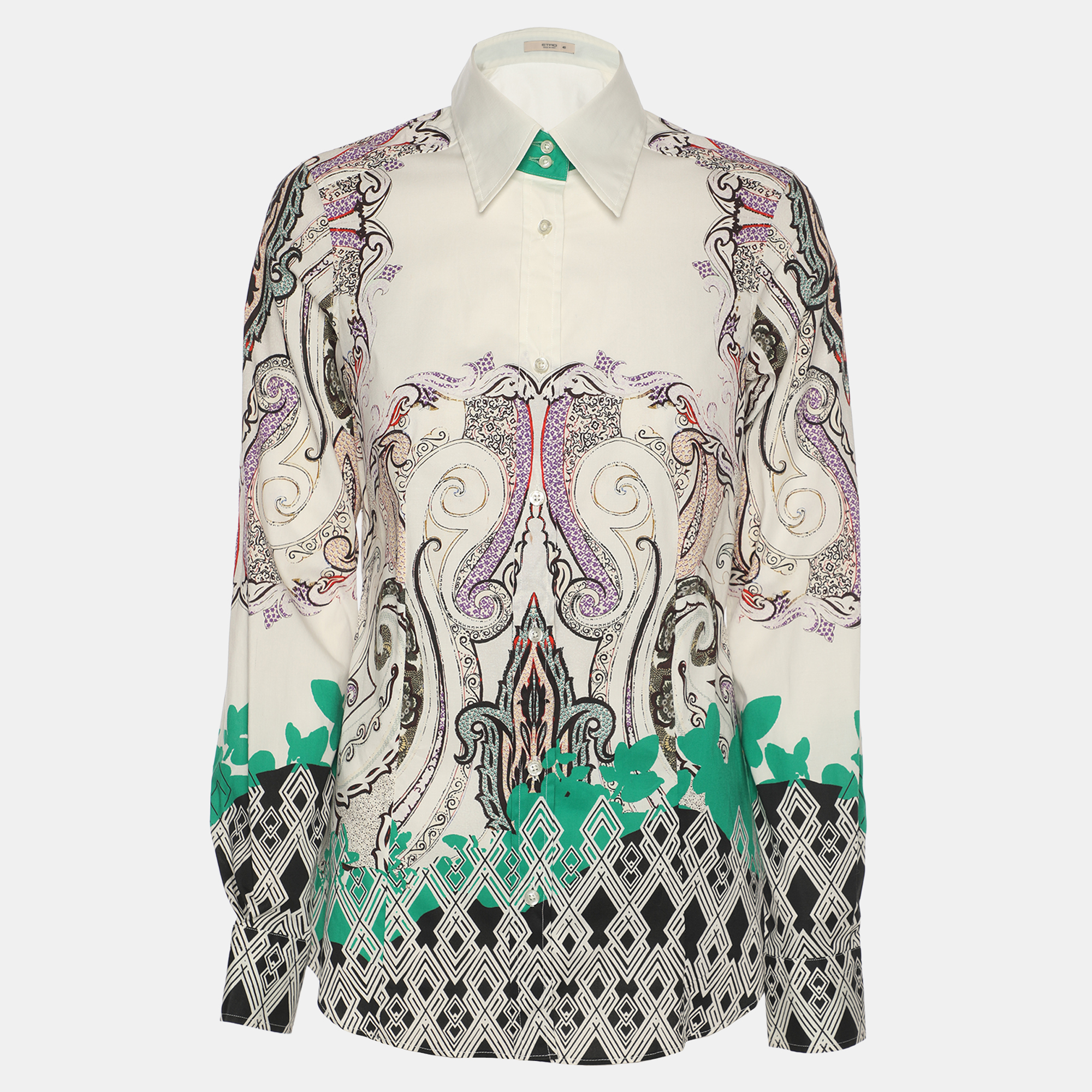 Etro Multicolor Printed Cotton Long Sleeve Shirt S