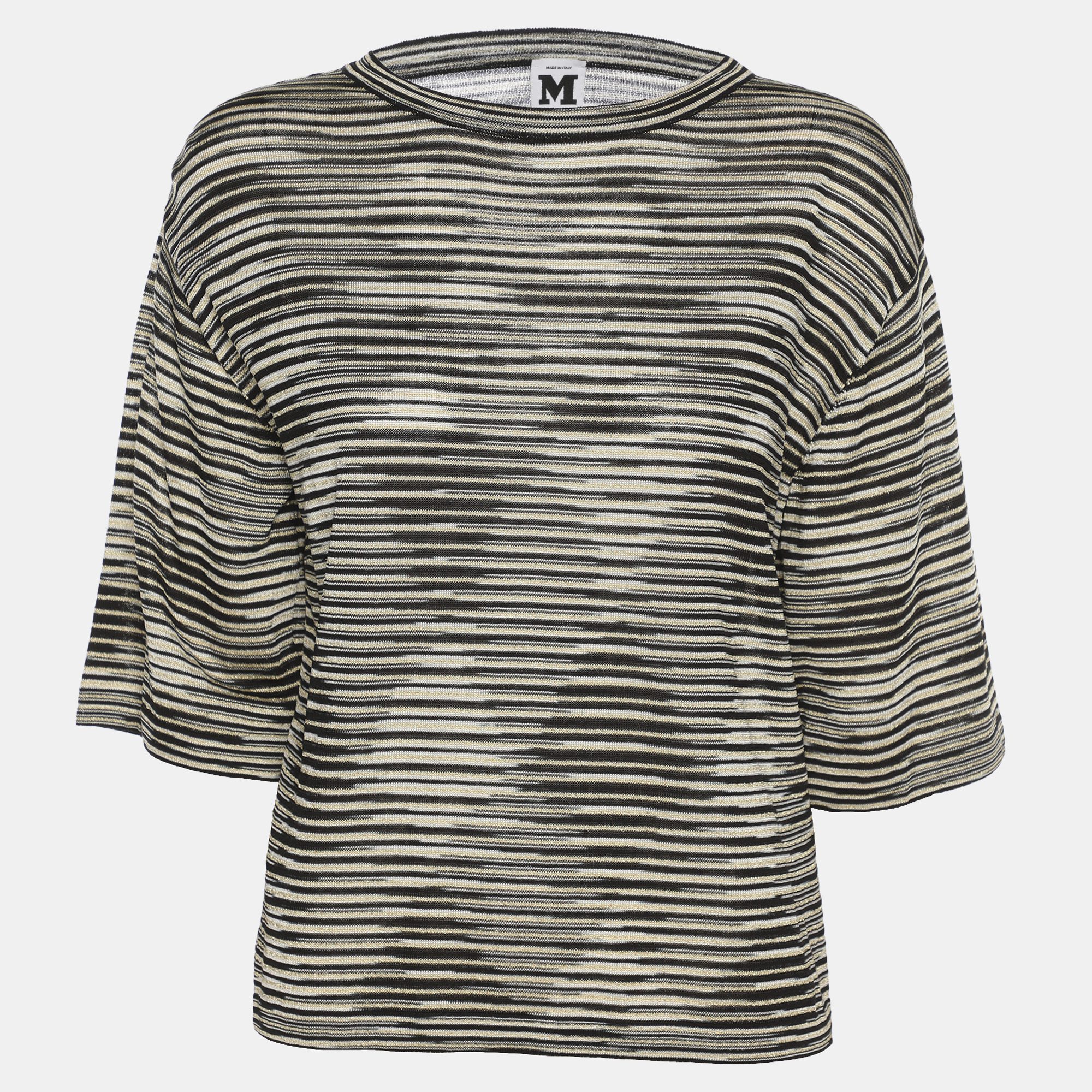 M Missoni Multicolor Stripe Rib Knit Long Sleeve Top M