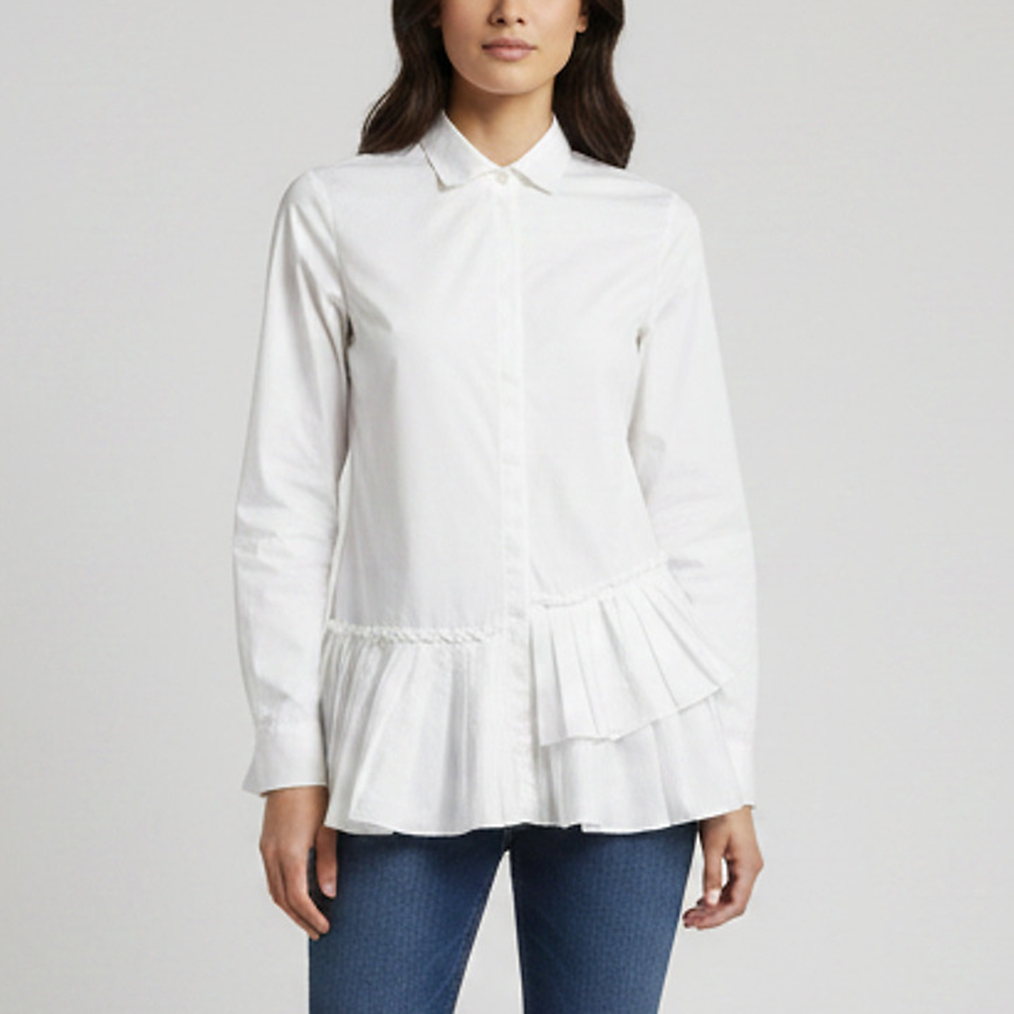 CH Carolina Herrera White Poplin Pleated Tunic Shirt S