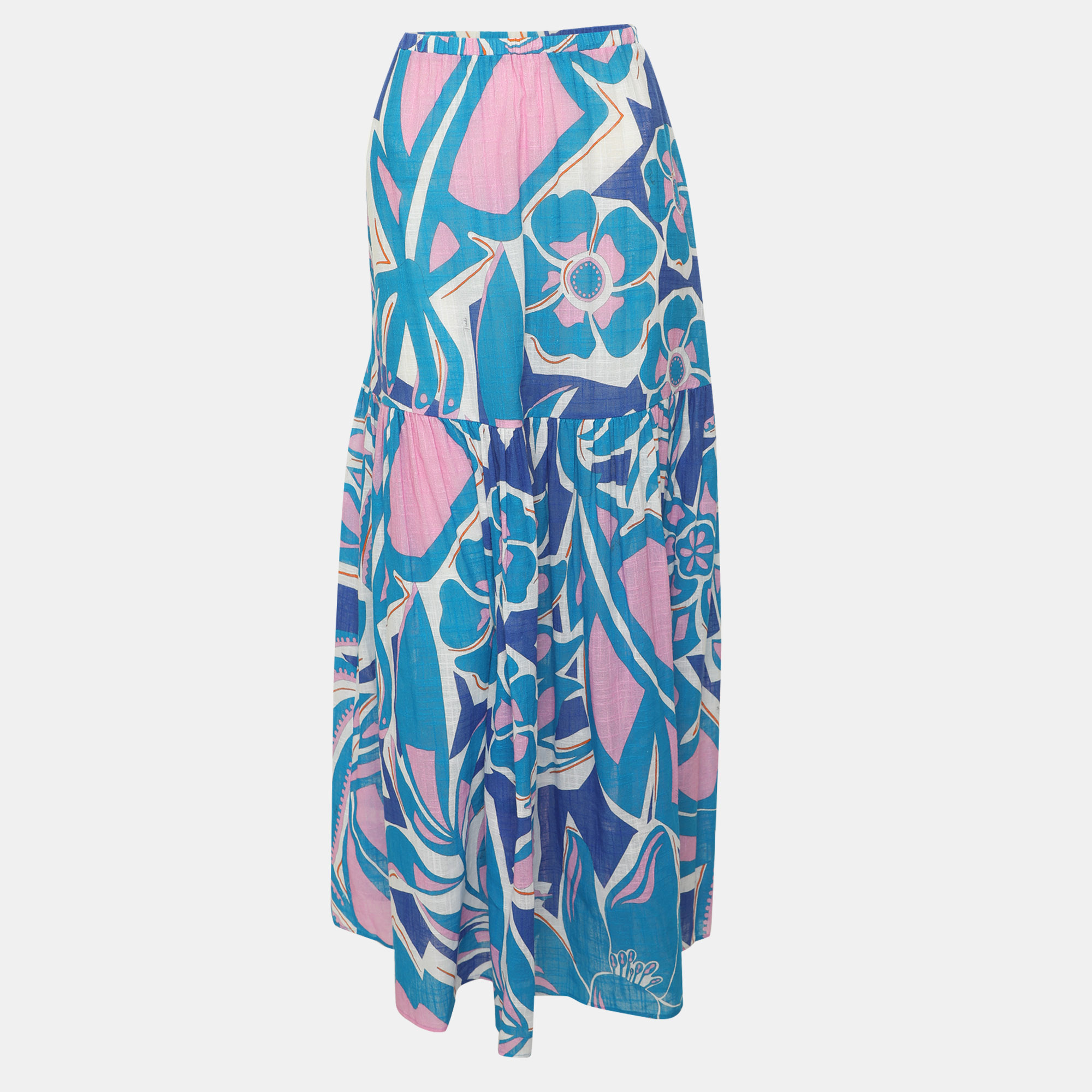 Emilio Pucci Multicolor Printed Gauze Midi Skirt S