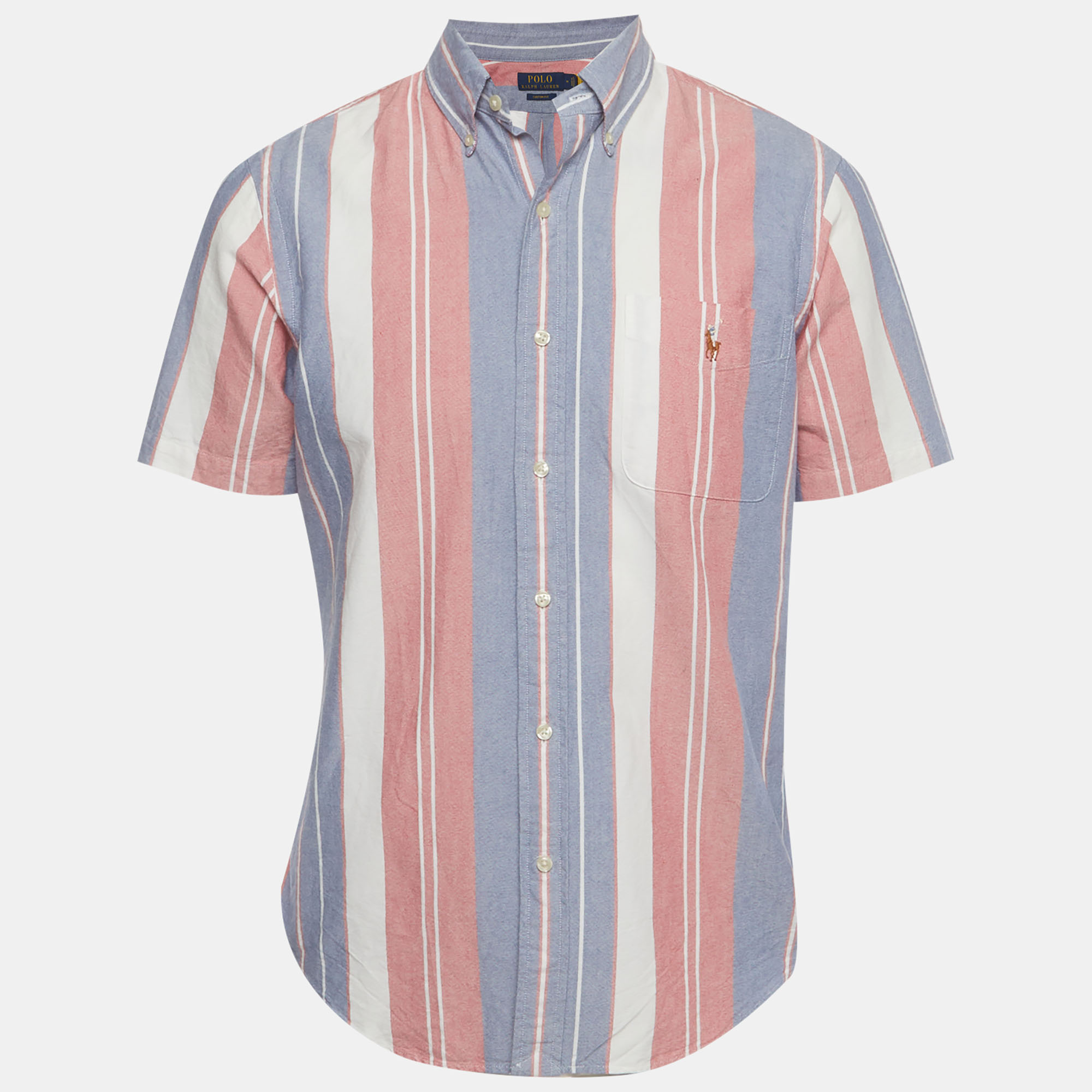 Polo Ralph Lauren Blue/Pink Striped Cotton Oxford Shirt M