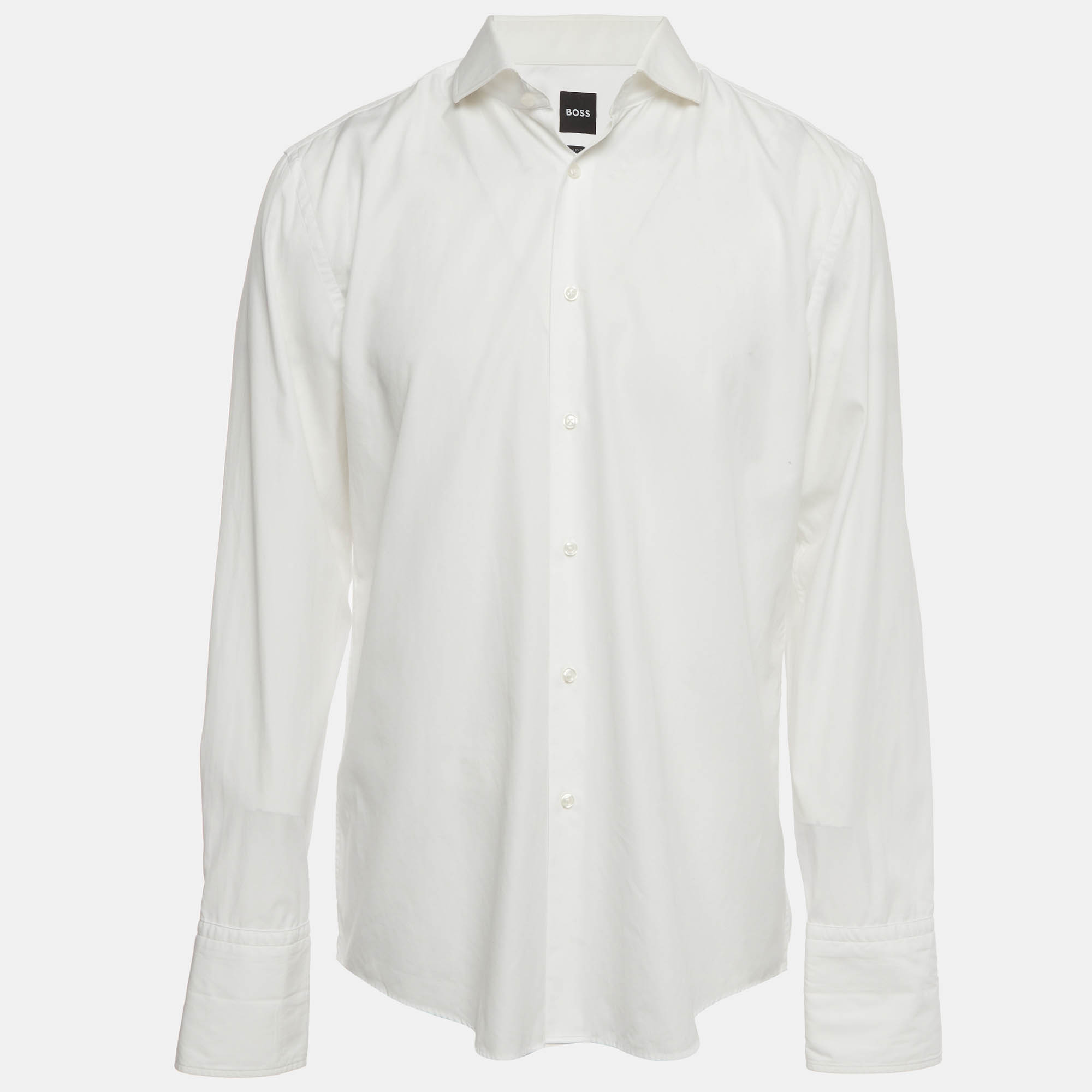 Boss By Hugo Boss White Cotton Slim Fit H-Hank Shirt XL