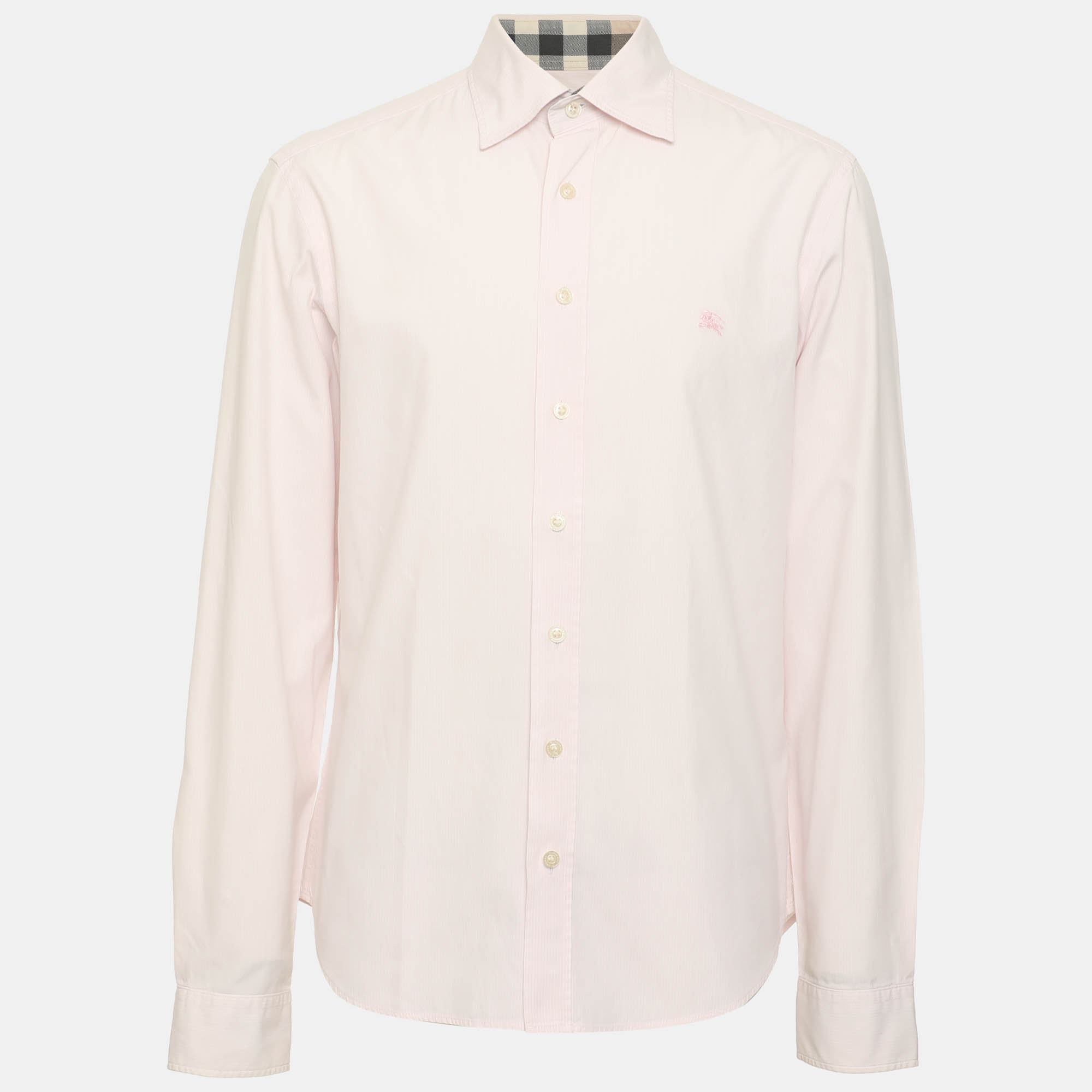 Burberry Brit White/Pink Pinstripe Cotton Long Sleeve Shirt M