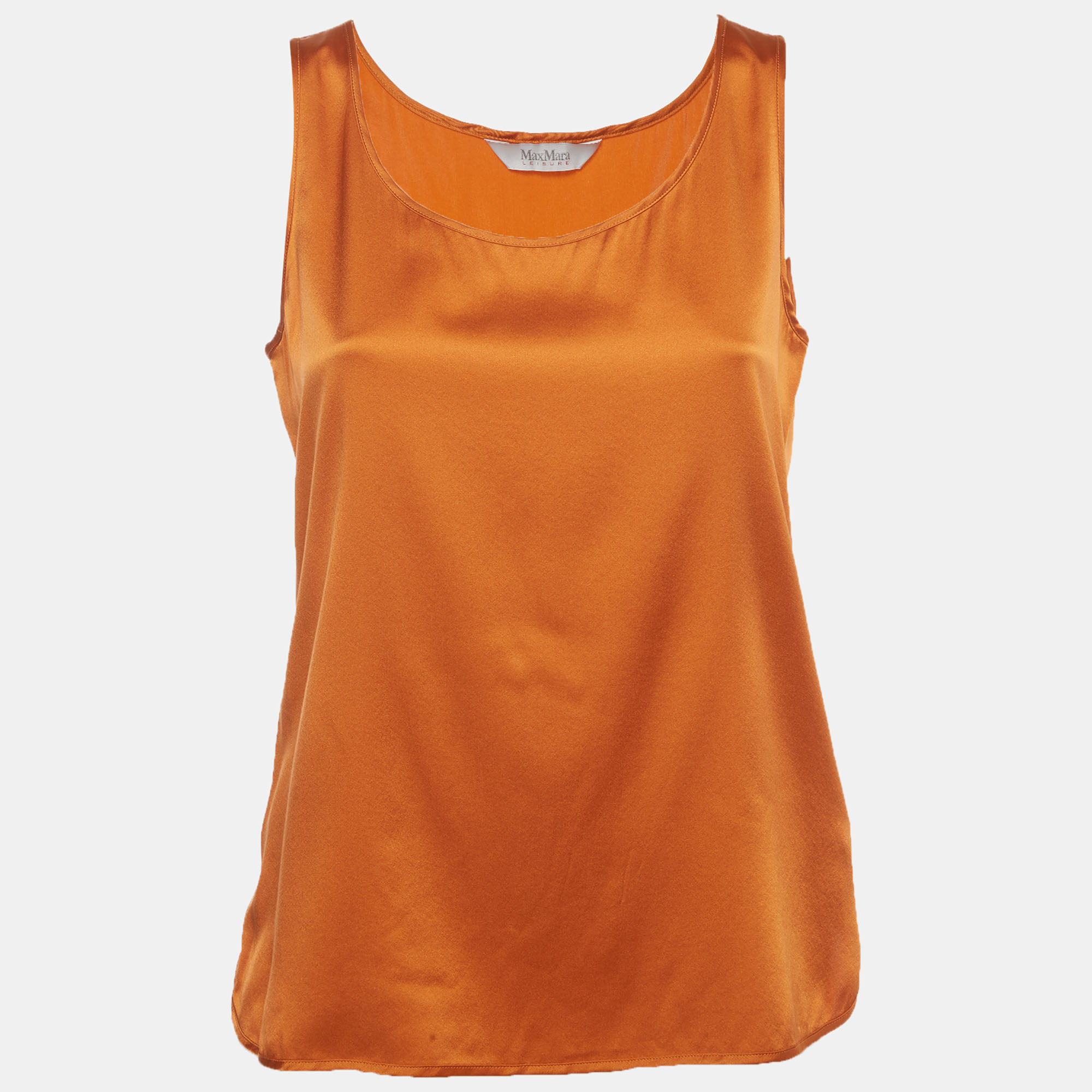 Max Mara Leisure Orange Silk Blend Satin Tank Top S