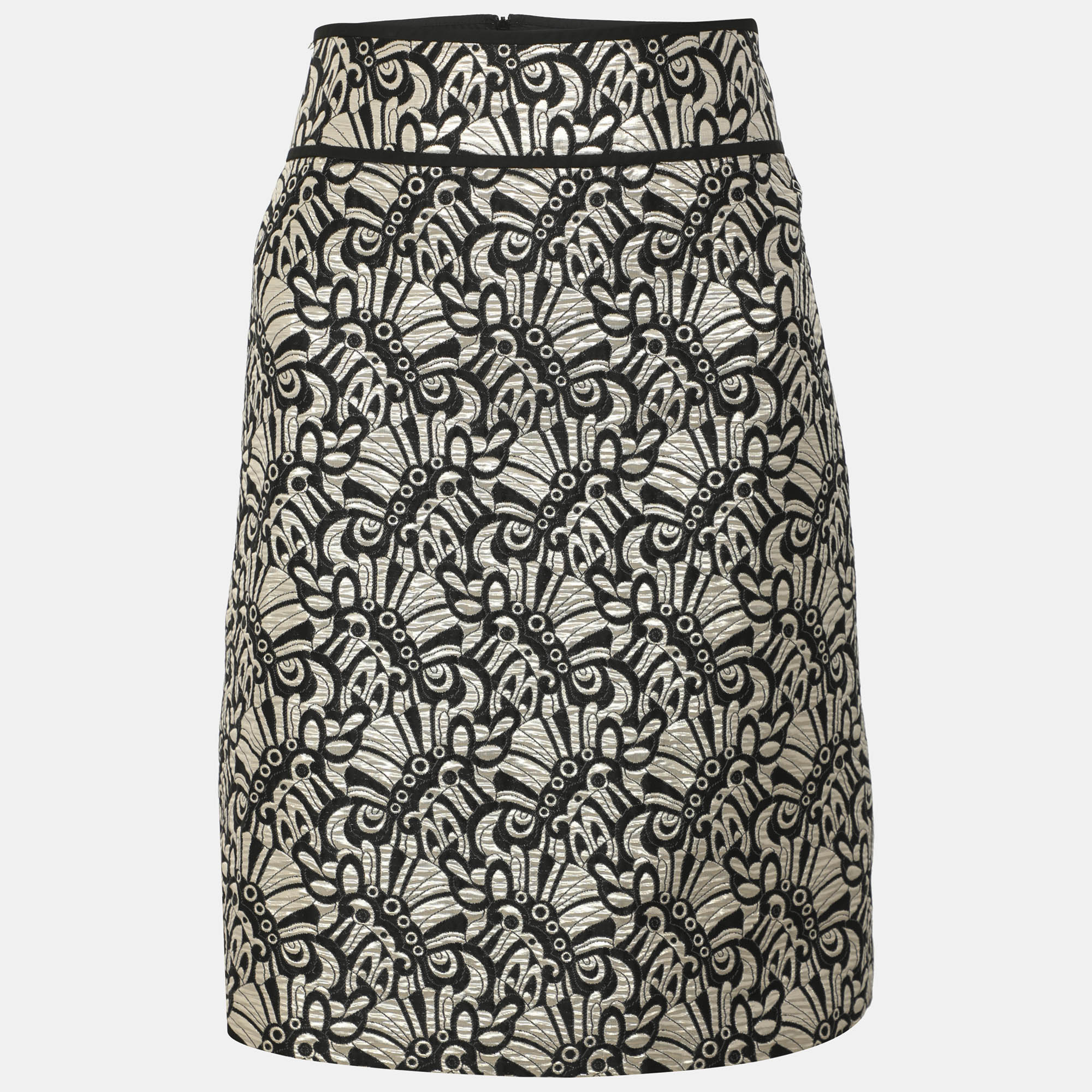 S'Max Mara Silver Jacquard Print Mini Skirt S