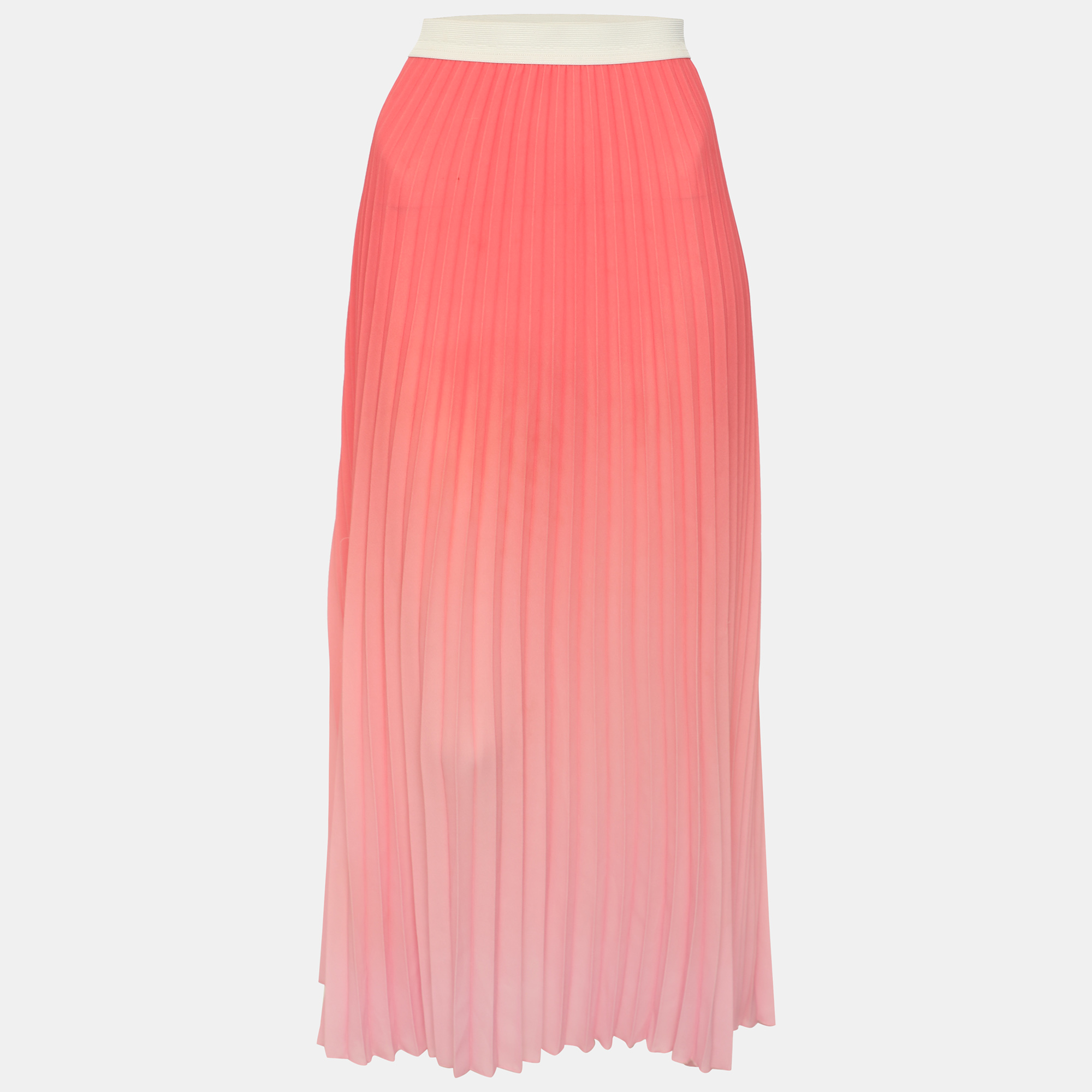Maje Rose Pleated Crepe Jonaelle Midi Skirt L