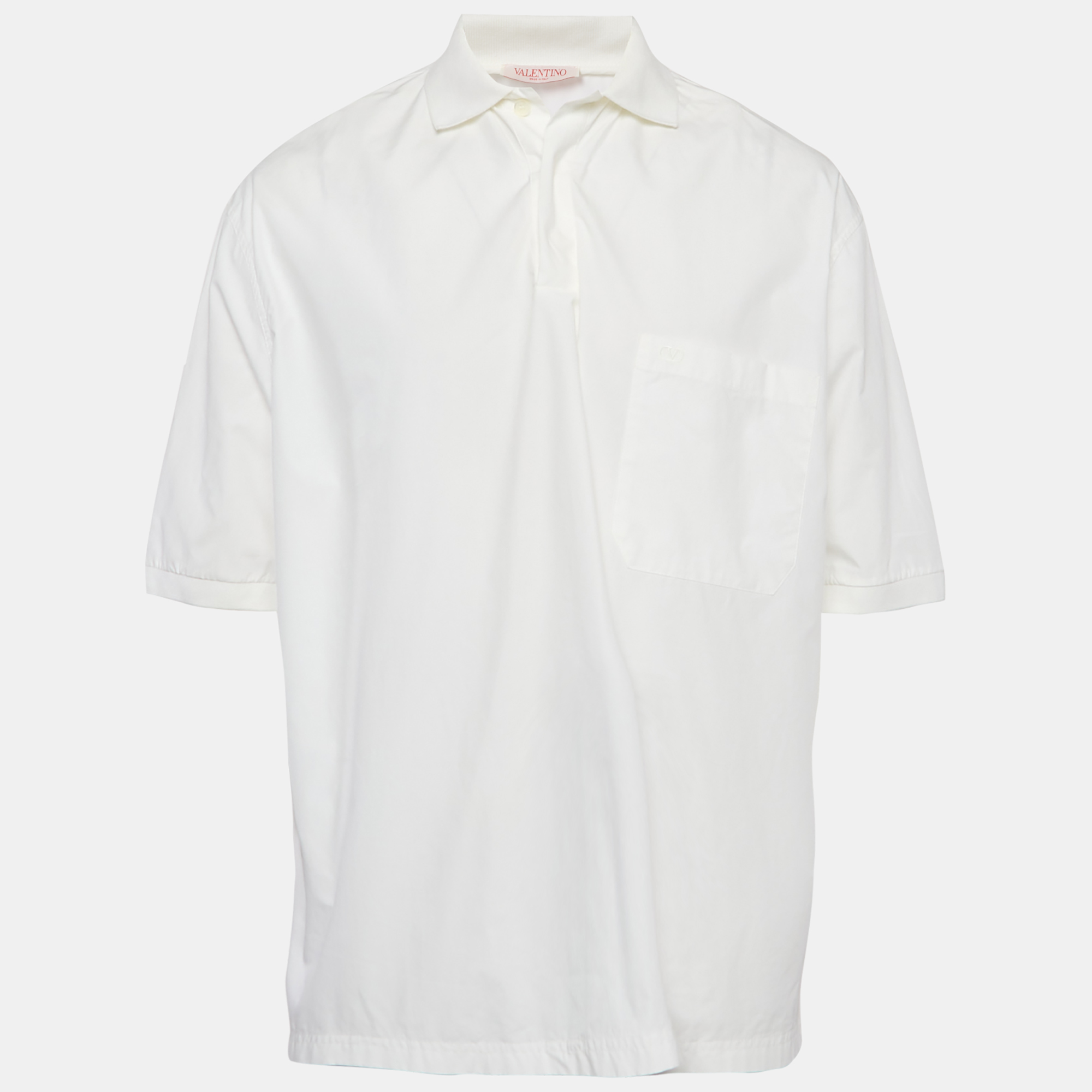 Valentino White Cotton Oversized Short Sleeve Shirt XS
