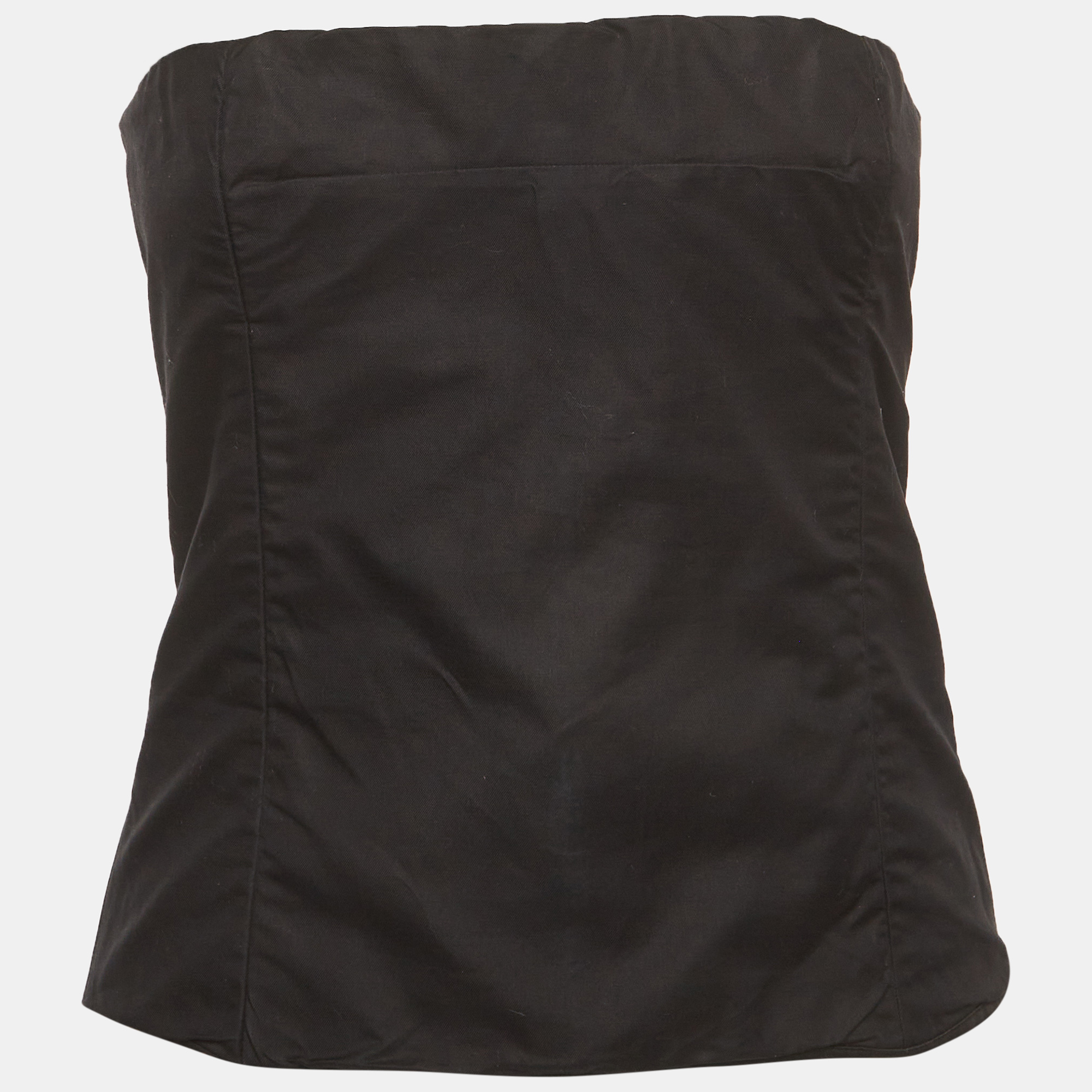 Khaite Black Cotton Strapless Corset Top M