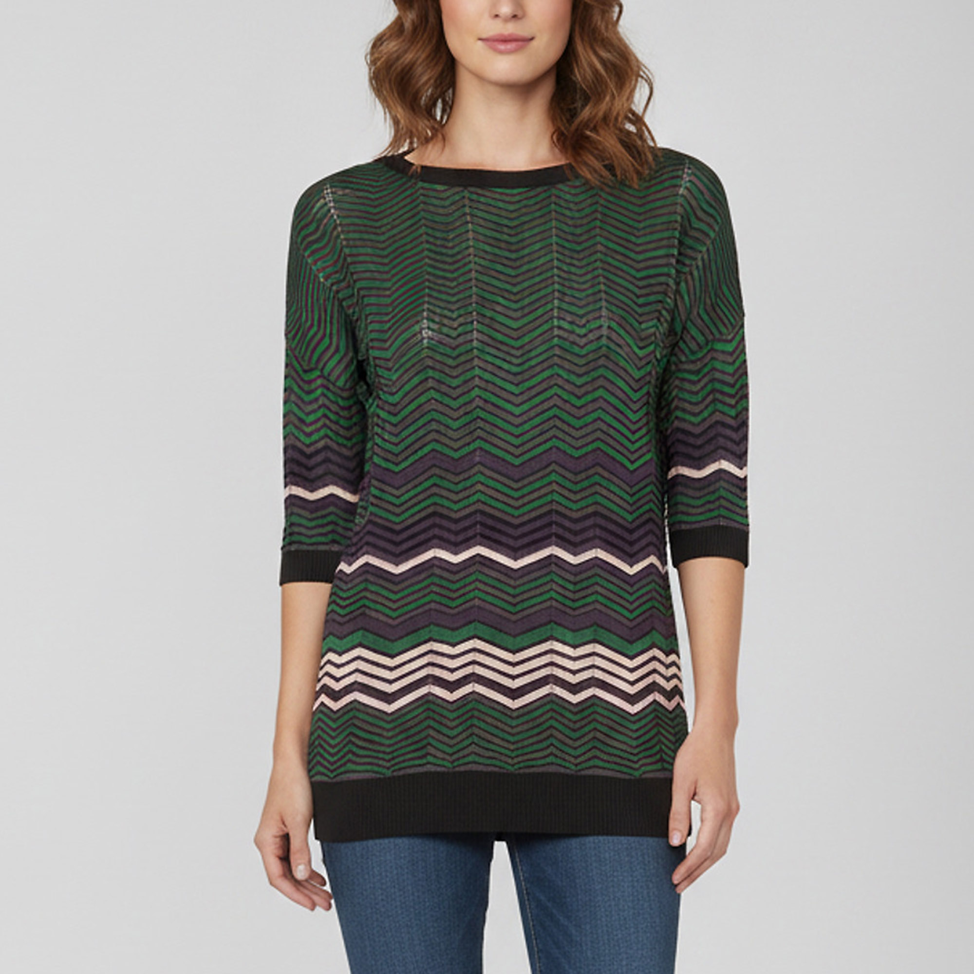 M Missoni Multicolour Chevron Knit Crewneck Top XS