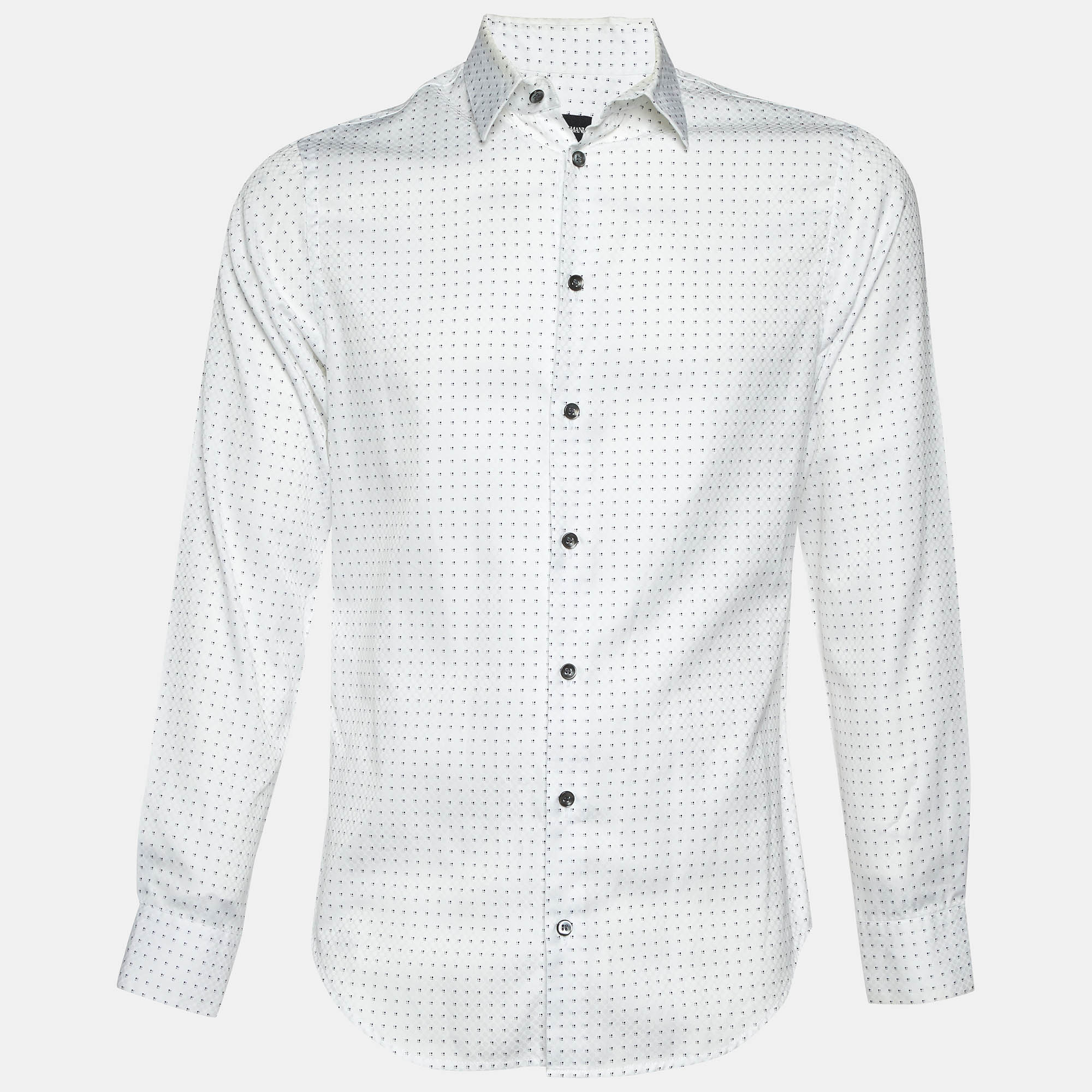 Giorgio Armani White Patterned Cotton Shirt M