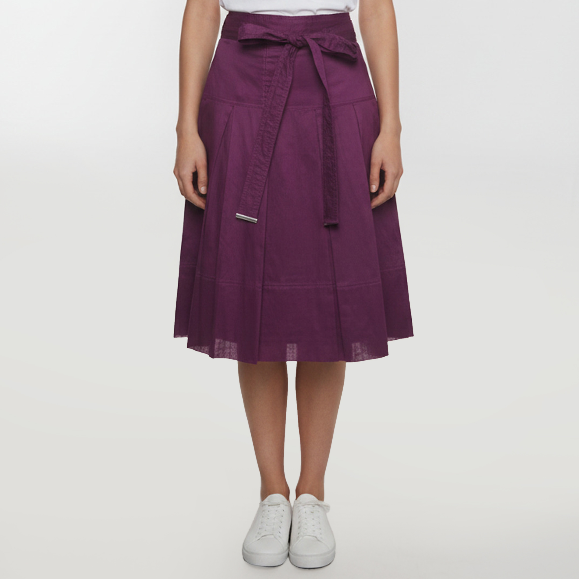 Burberry Purple Cotton Pleated Wrap Around Skirt M