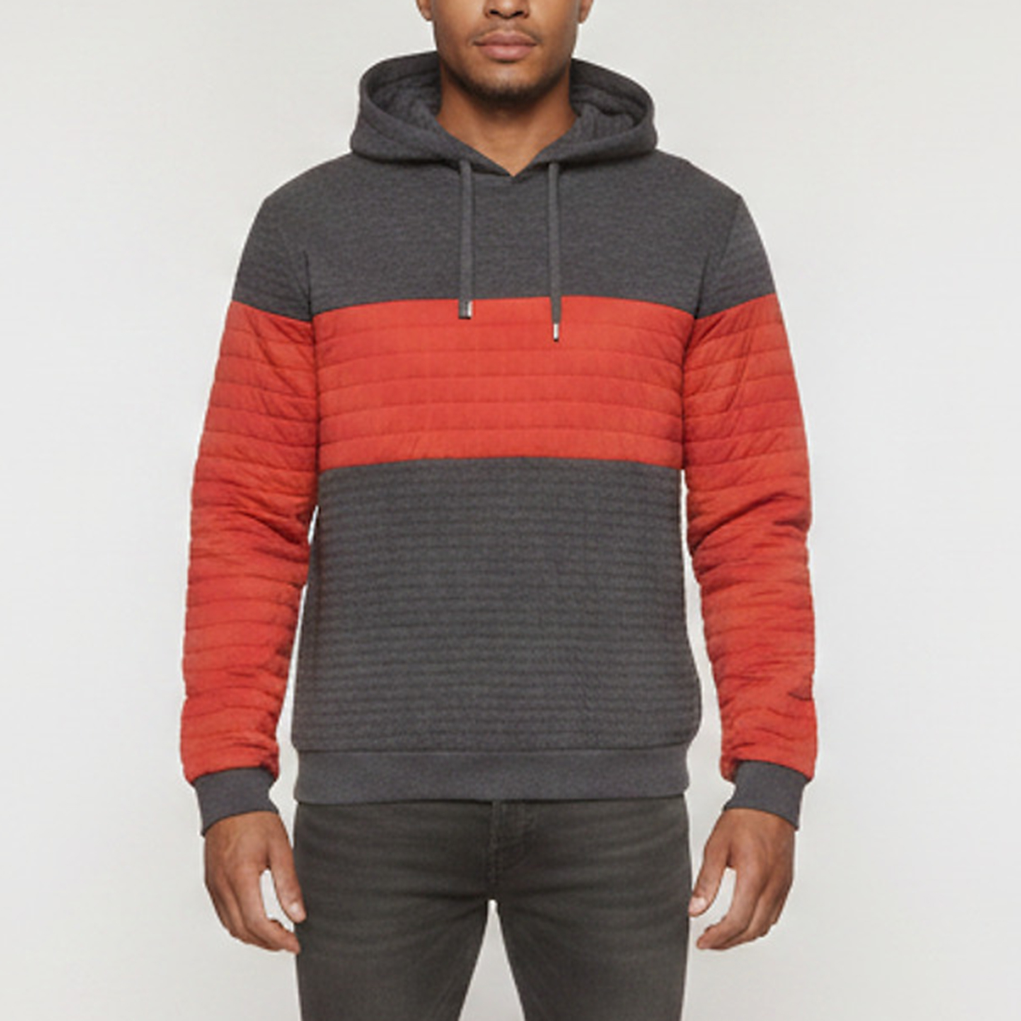 Dolce & Gabbana Grey/Red Quilted Cotton Knit Pullover Hoodie S