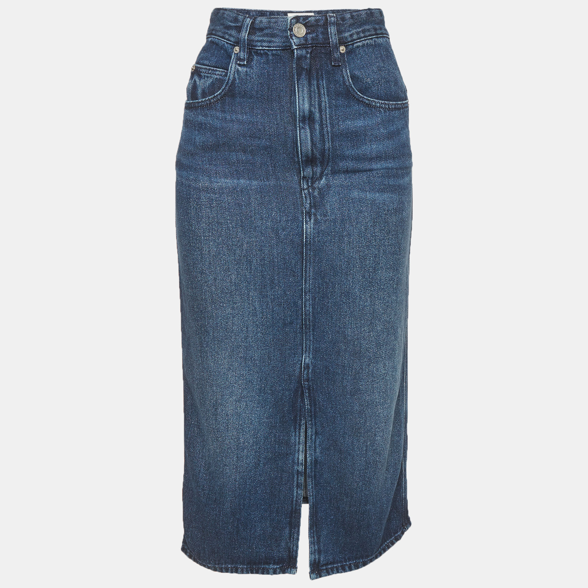 Isabel Marant Etoile Blue Stonewashed Denim Tilauria Midi Skirt S