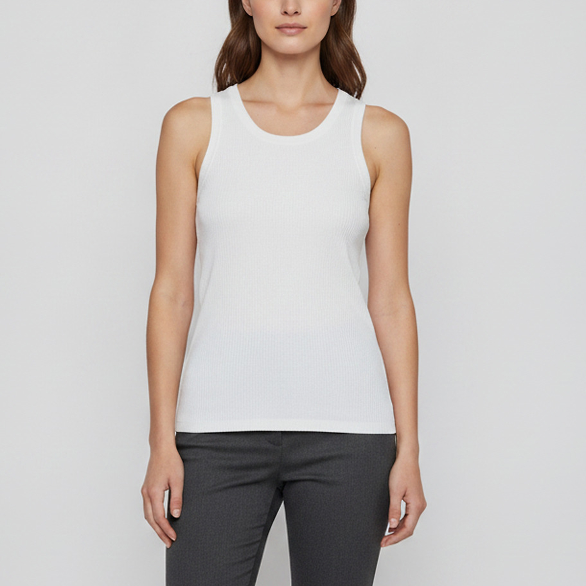 Fendi White Rib Knit Tank Top XS - Set of 2
