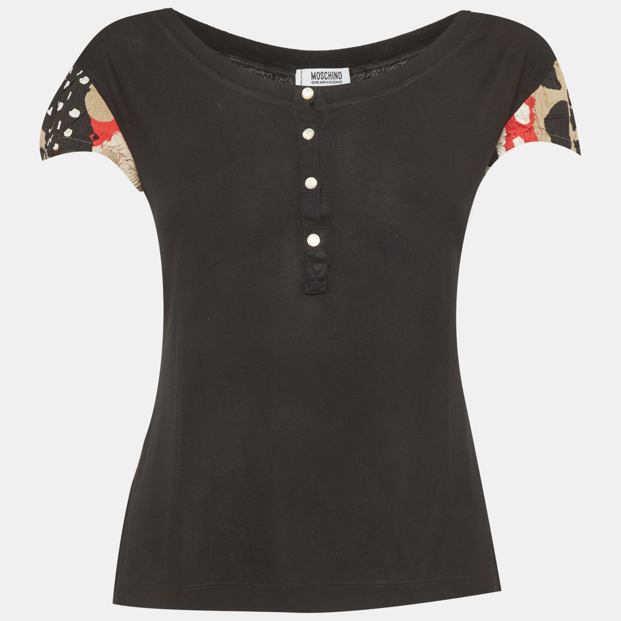 Moschino Cheap and Chic Black Polka Dot Print Jersey Top M