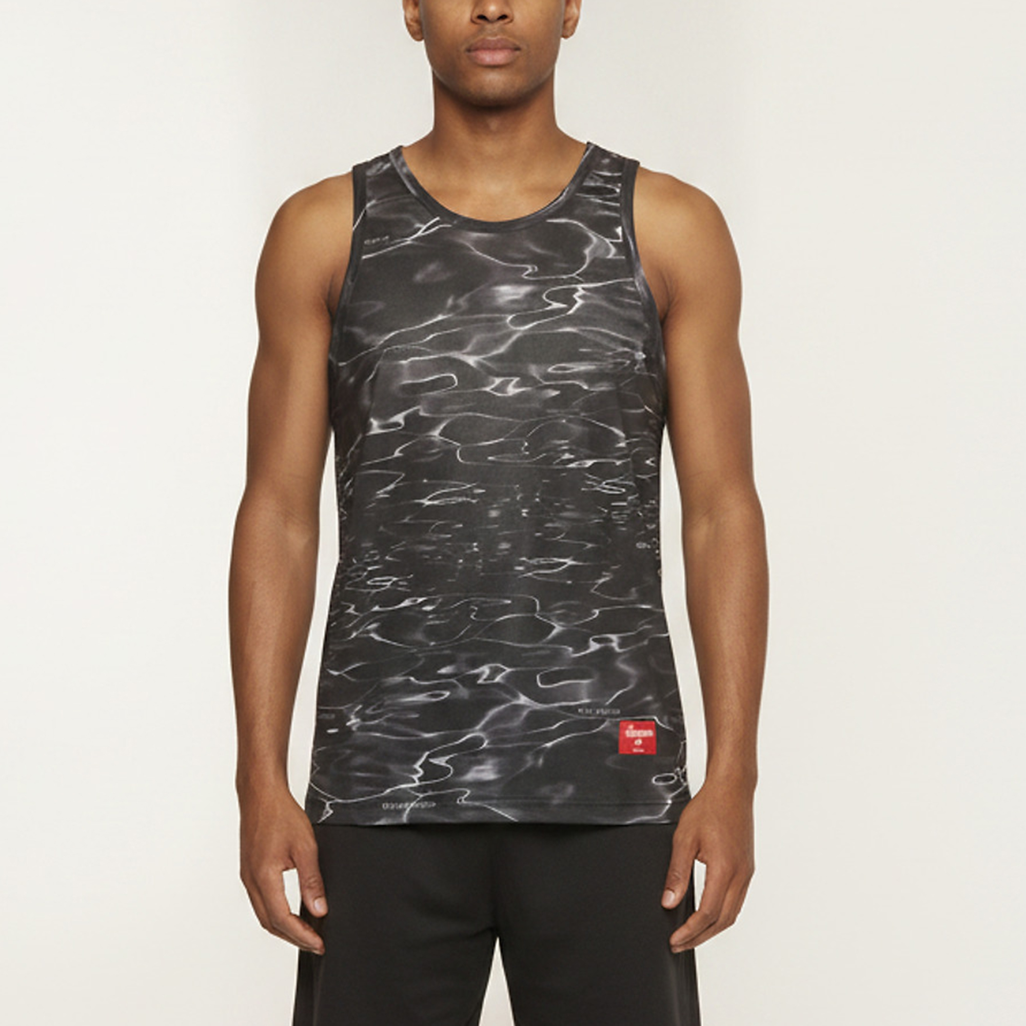 Supreme Grey Ripple Print Technical Mesh Knit Tank Top M