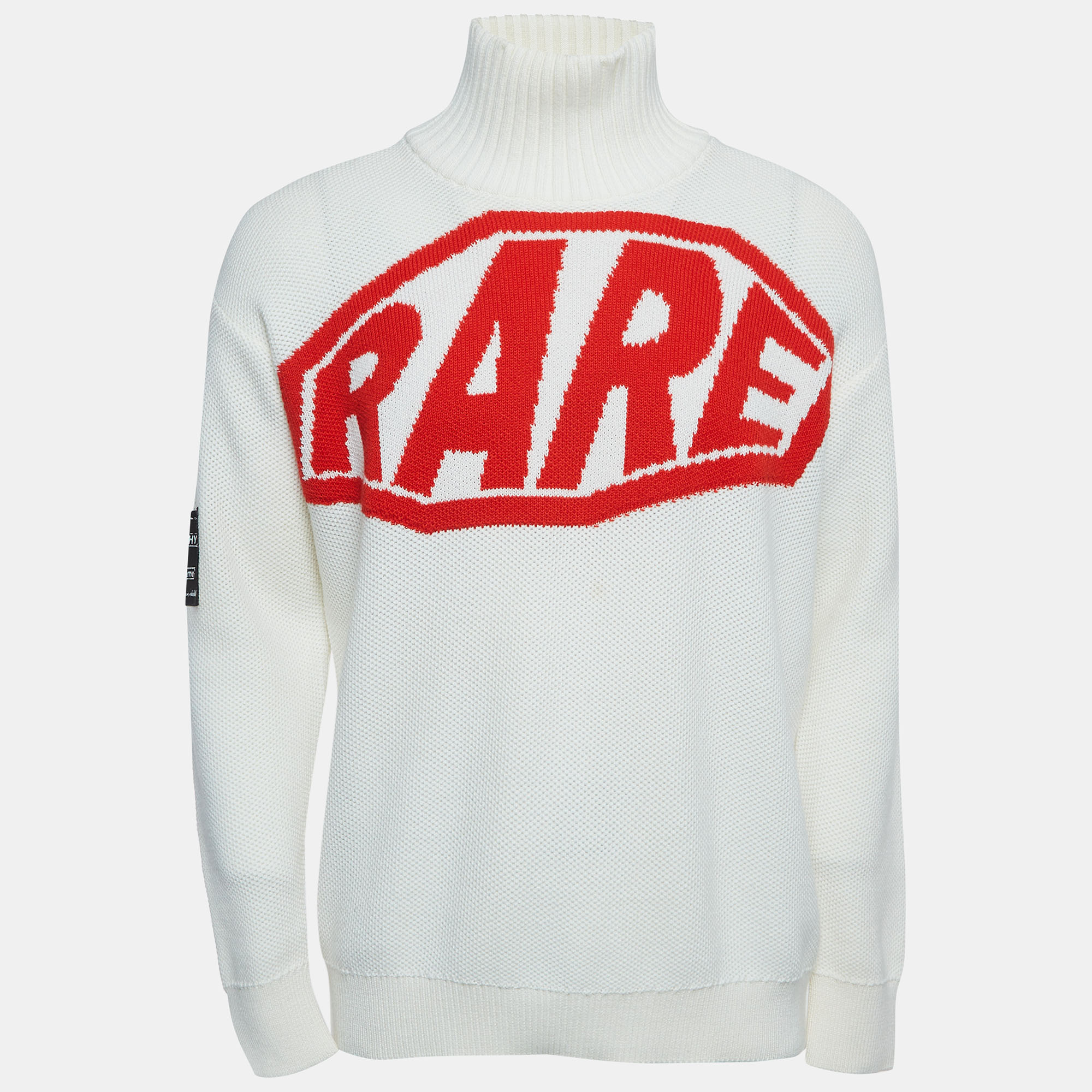 Givenchy Off-White Rare Jacquard Wool Blend Roll Neck Jumper M