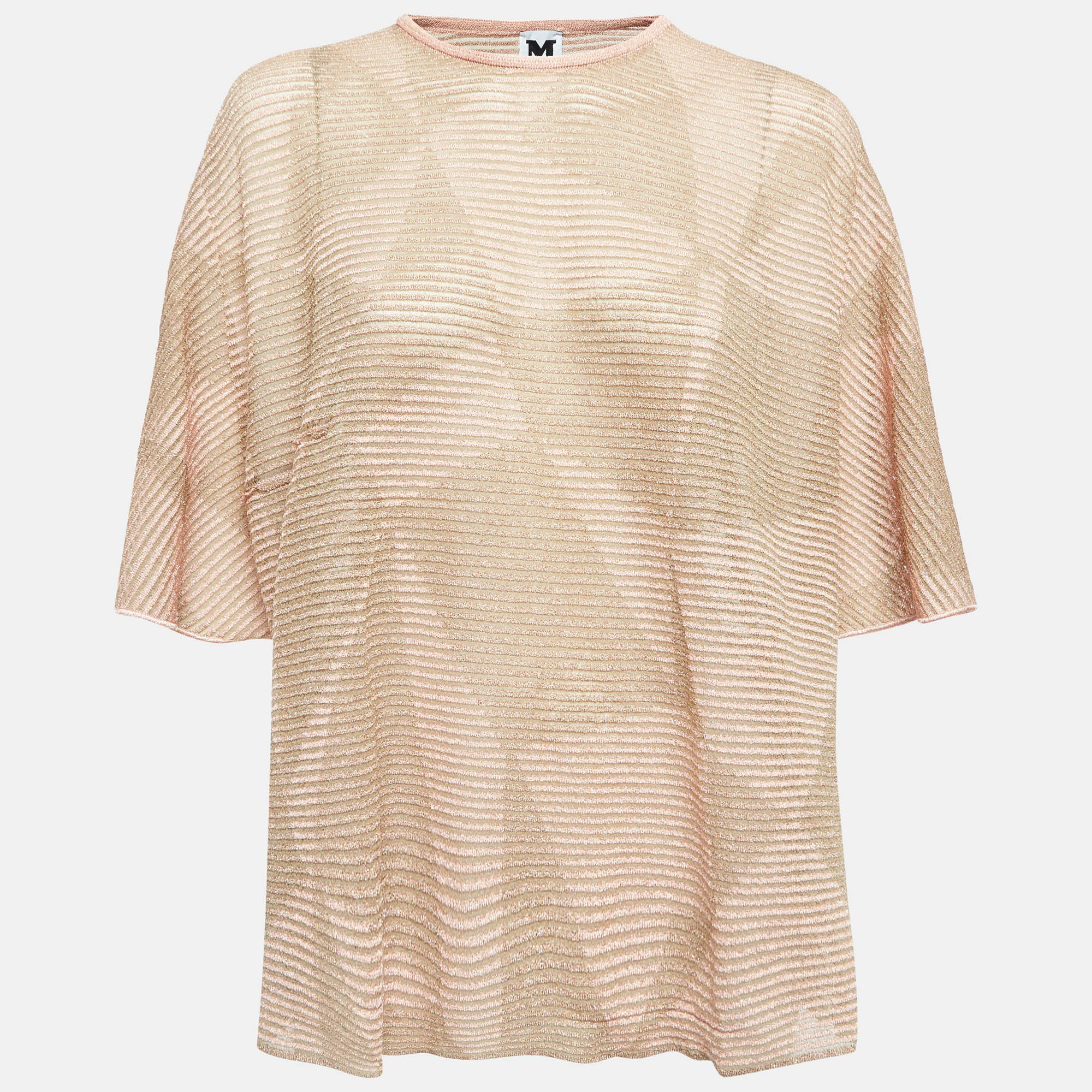 M Missoni Metallic Pink Lurex Knit Top XL