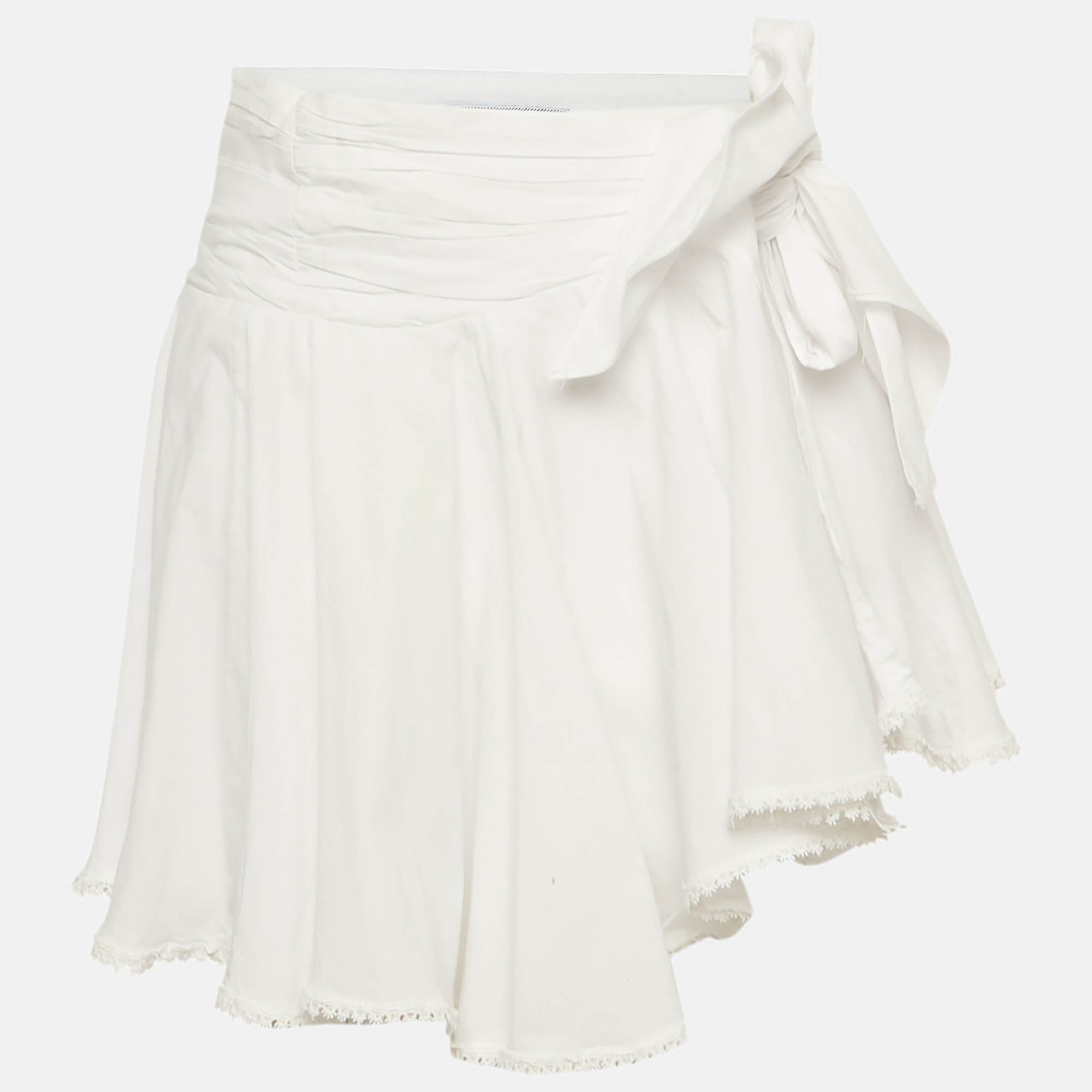 Sagaza White Cotton Wrap Mini Skirt M