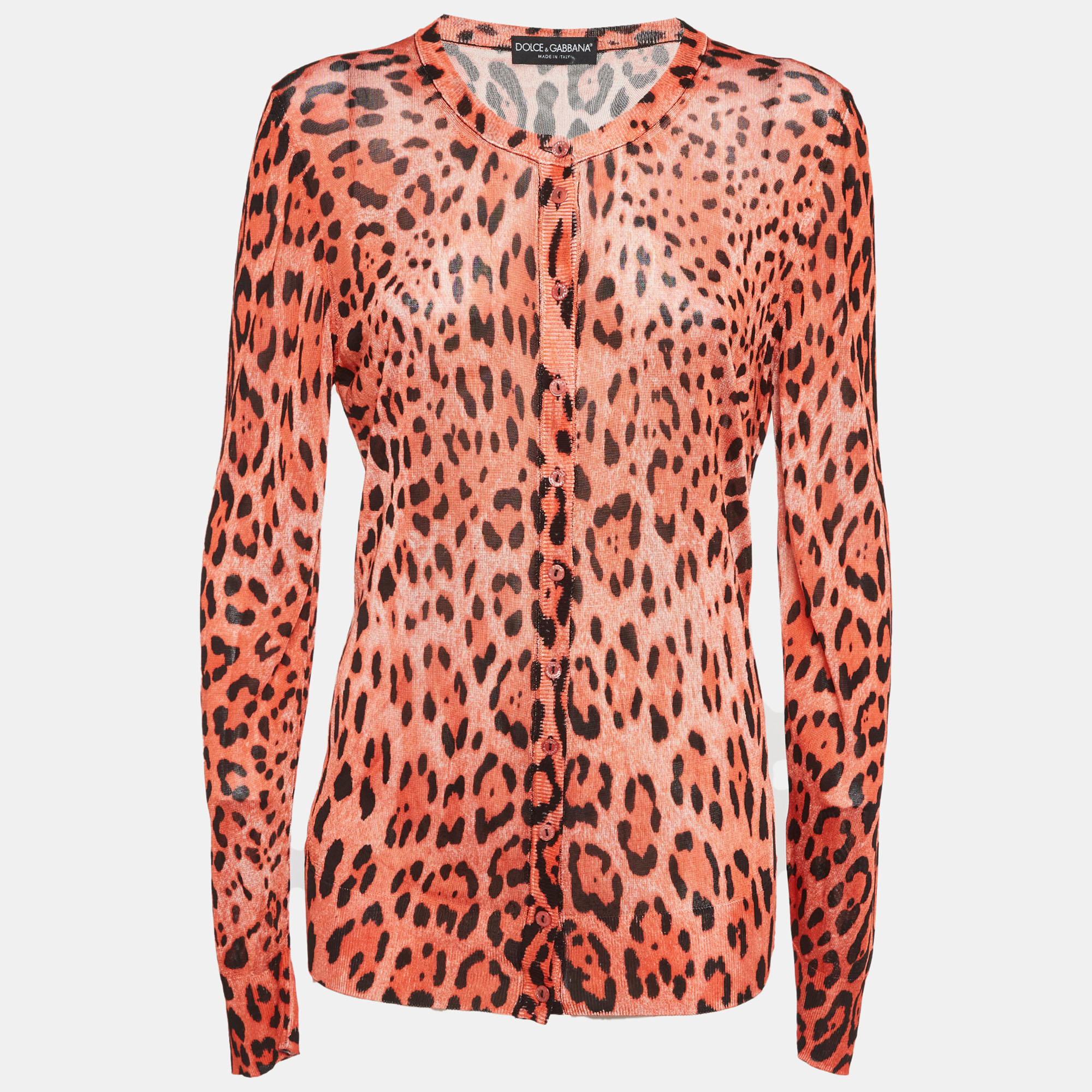 Dolce & Gabbana Orange Knit Button Front Cardigan L