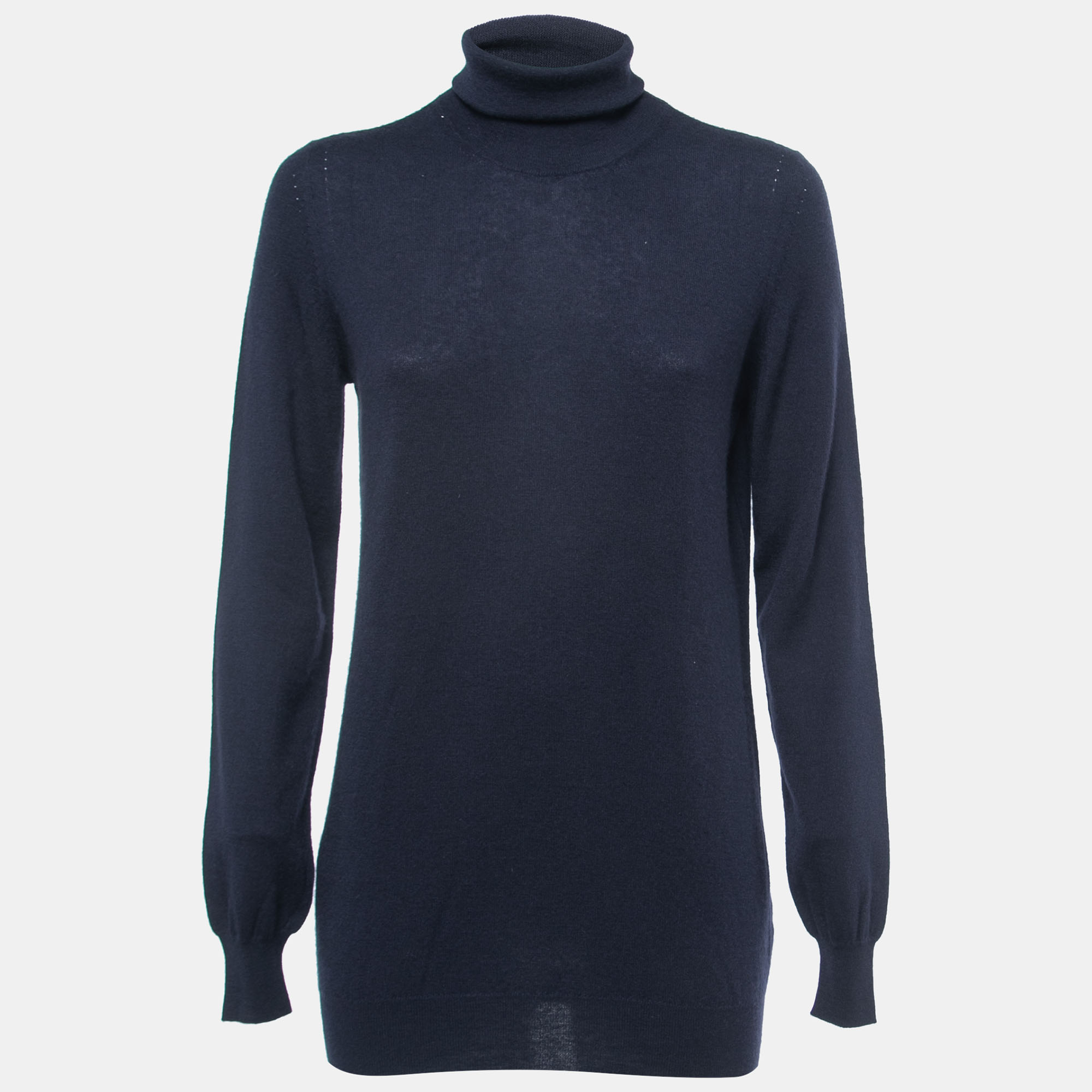 Loro Piana Navy Blue Cashmere Turtleneck Sweater L
