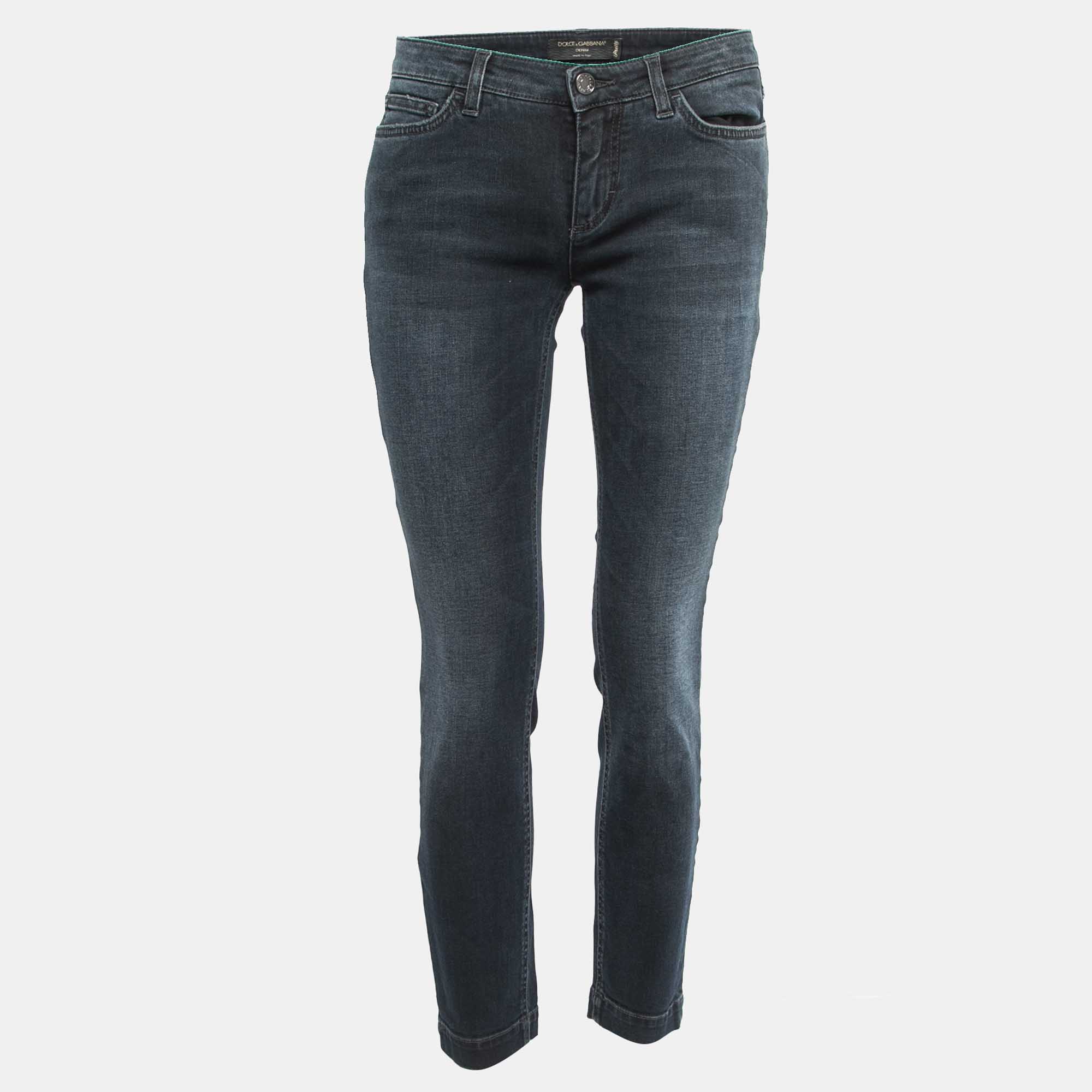 Dolce & Gabbana Grey Blue Denim Pretty Skinny Jeans M Waist 30"