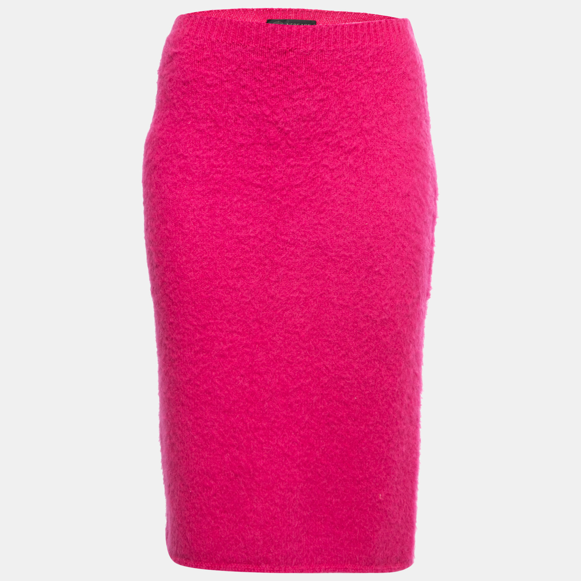 Versace Hot Pink Mohair Blend Knit Pencil Skirt S