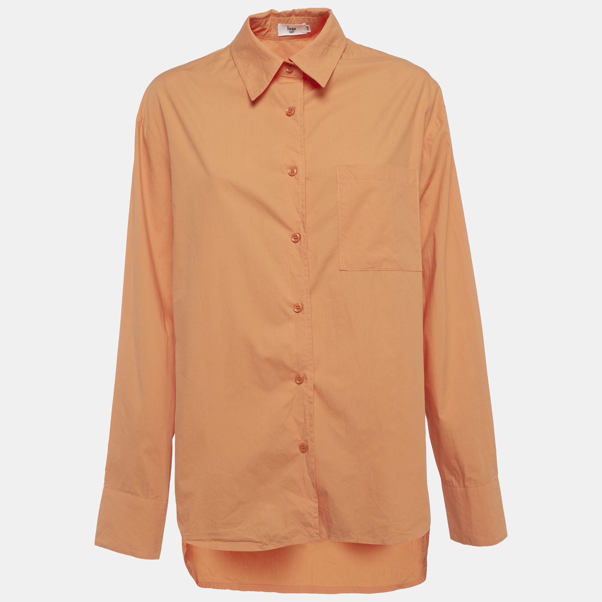Frankie Shop Orange Cotton Oversized Button Shirt XS The Frankie Shop