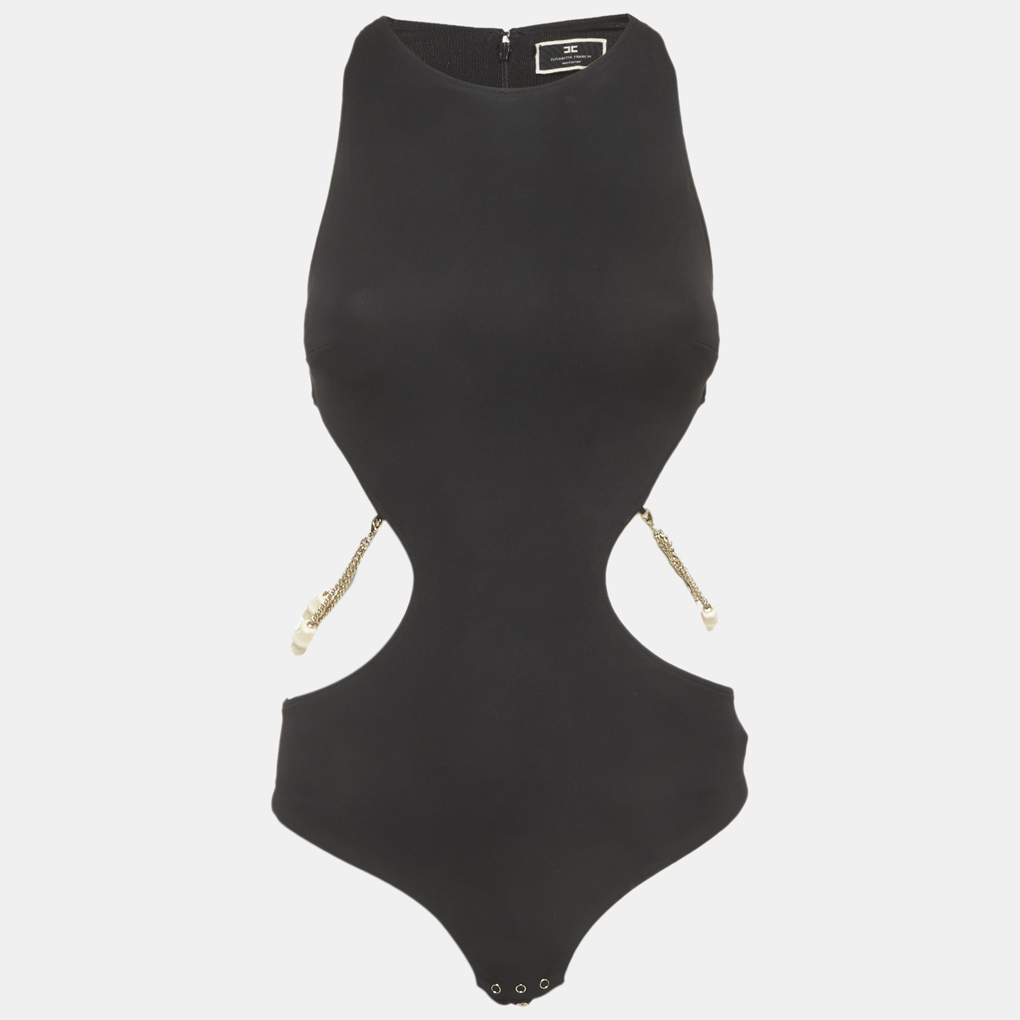 Elisabetta Franchi Black Jersey Halter Neck Bodysuit S
